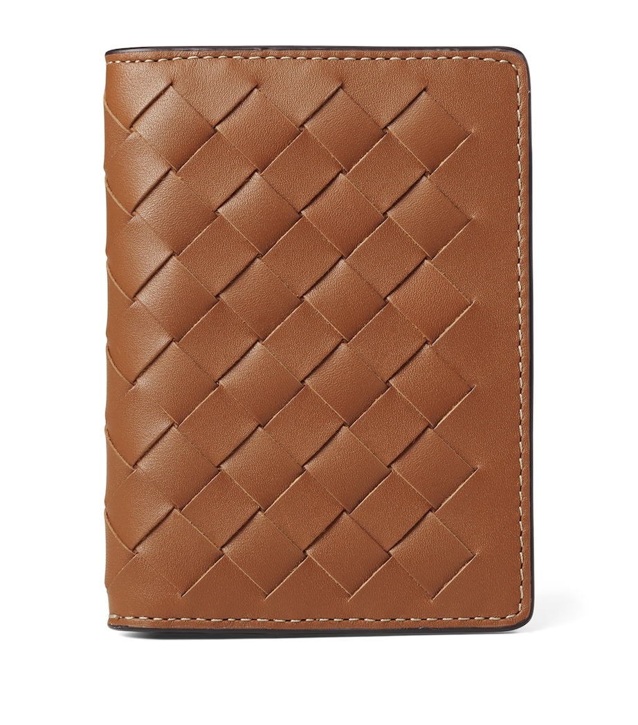 Woven Leather Card Case TAN Image 1
