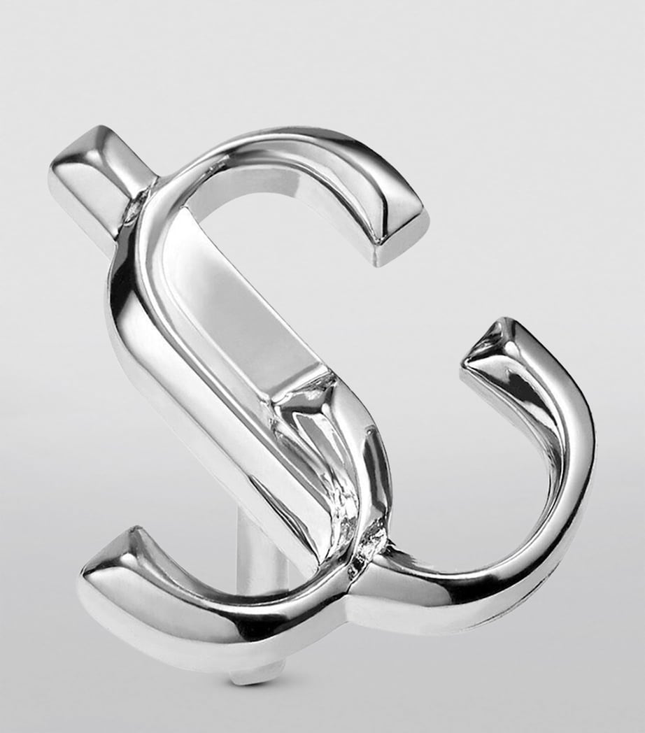 Jimmy Choo Monogram Stud Earrings Silver Image 5