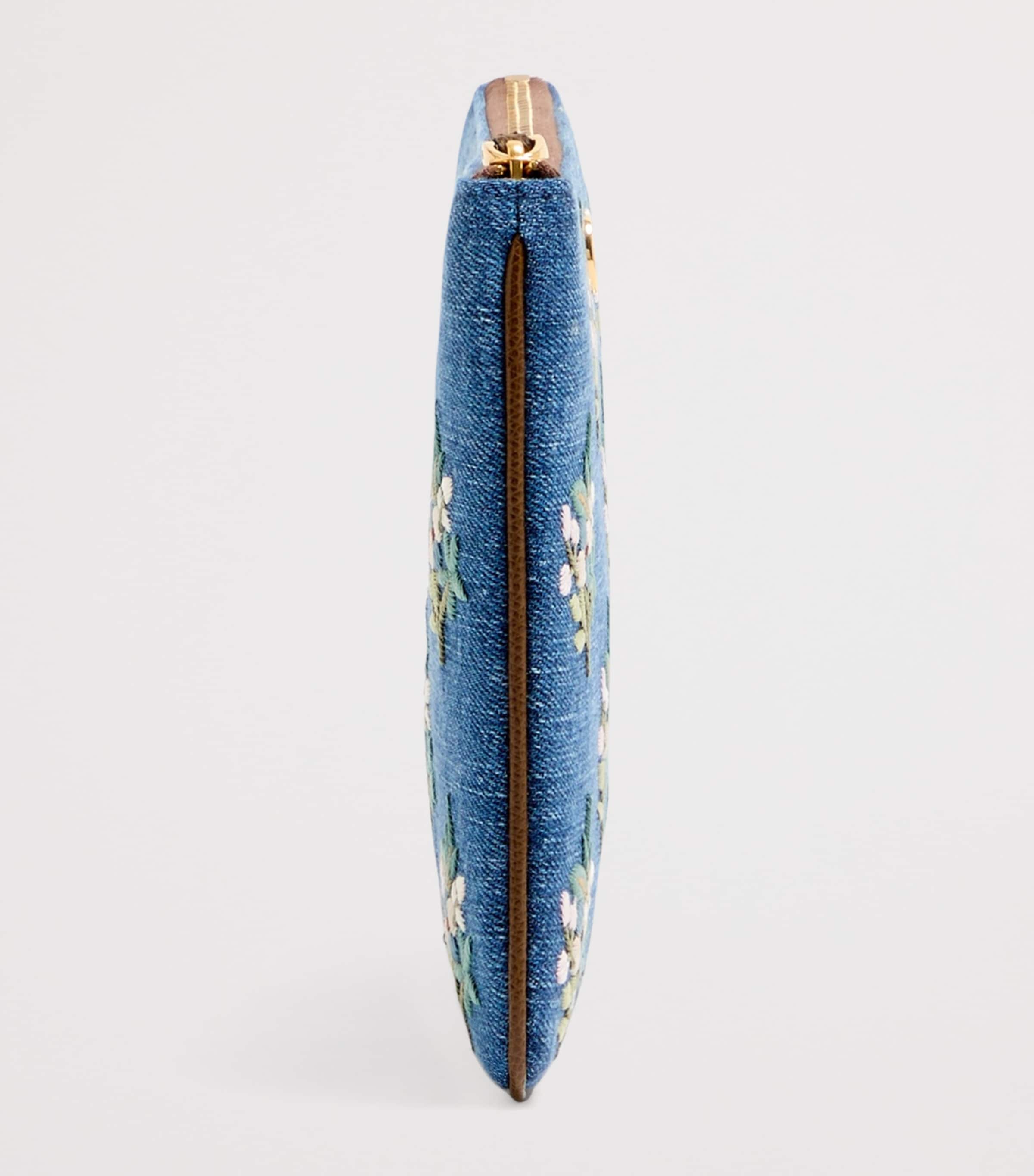 Valentino Garavani Denim Embroidered VLogo Signature Pouch Axm Image 3