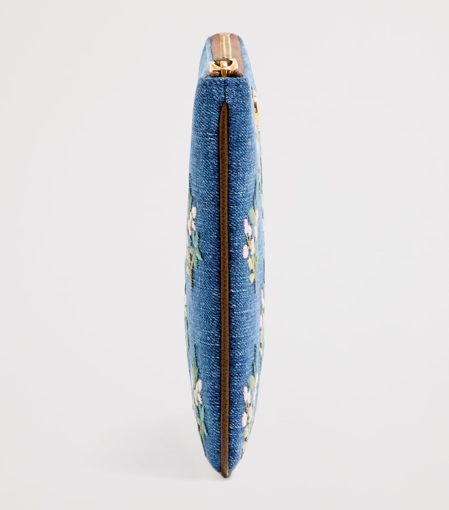Valentino Garavani Denim Embroidered VLogo Signature Pouch Axm Image 3