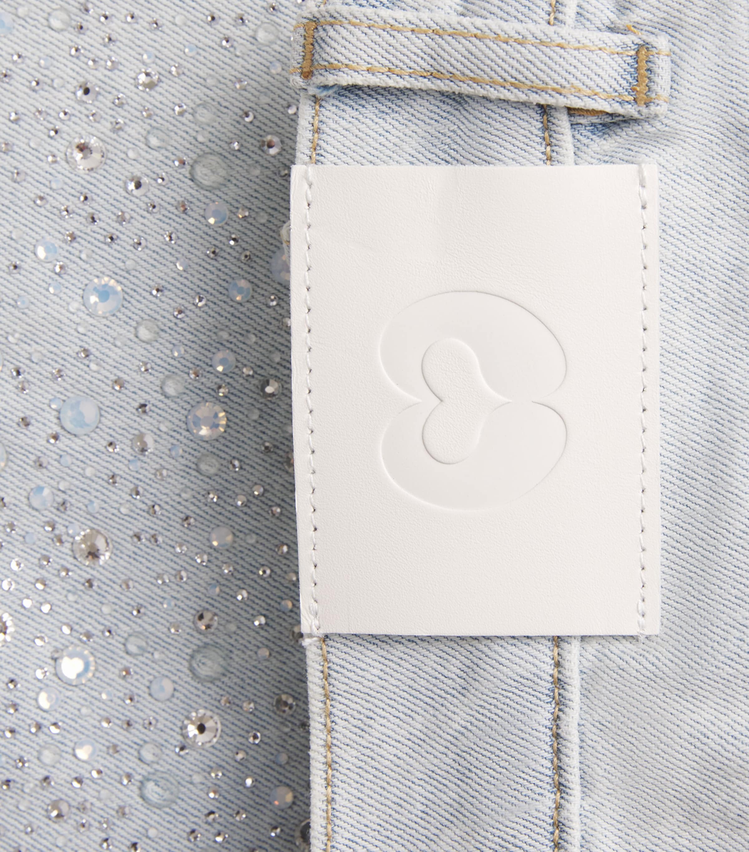 Maje Womens Embellished Denim Bermuda Shorts Blue Sky Image 6