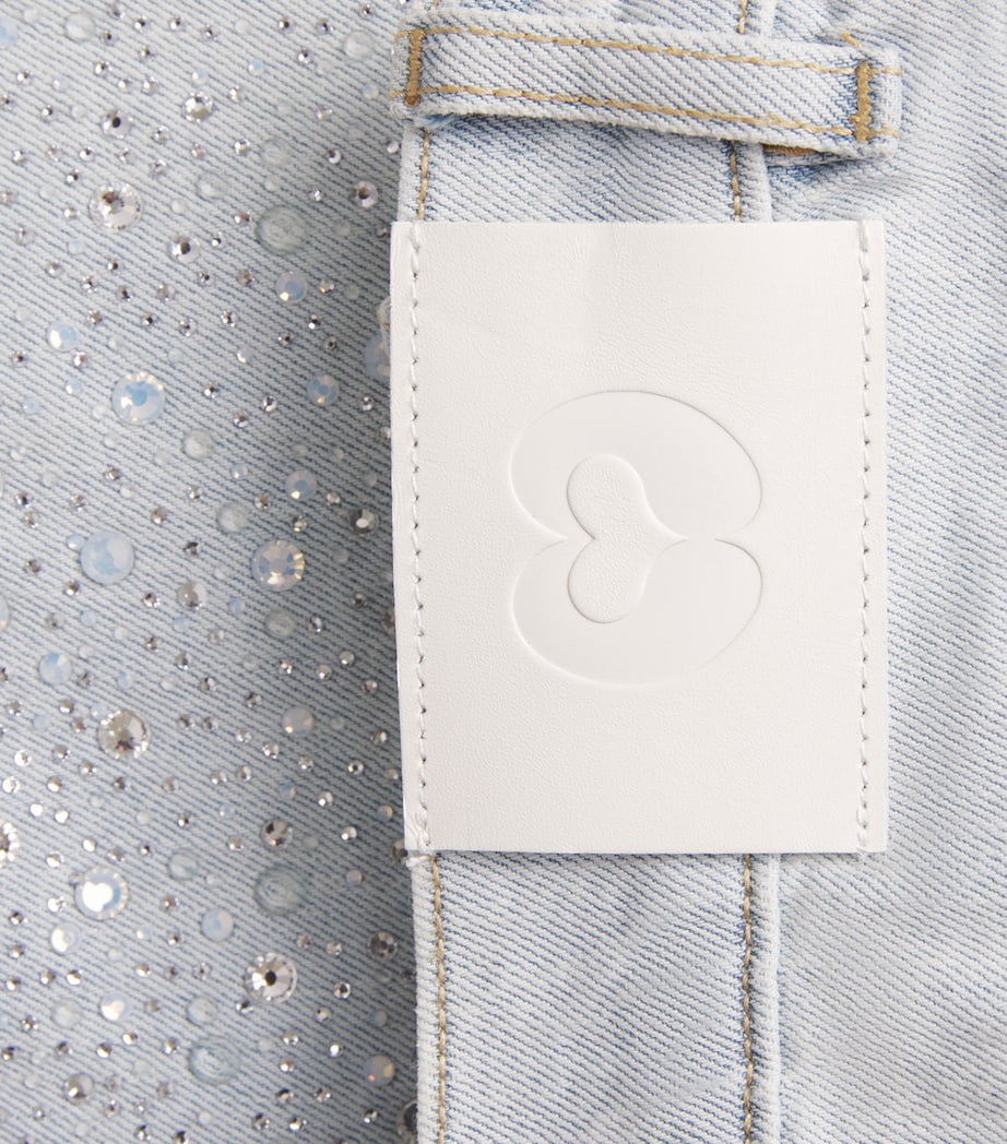 Maje Womens Embellished Denim Bermuda Shorts Blue Sky Image 6