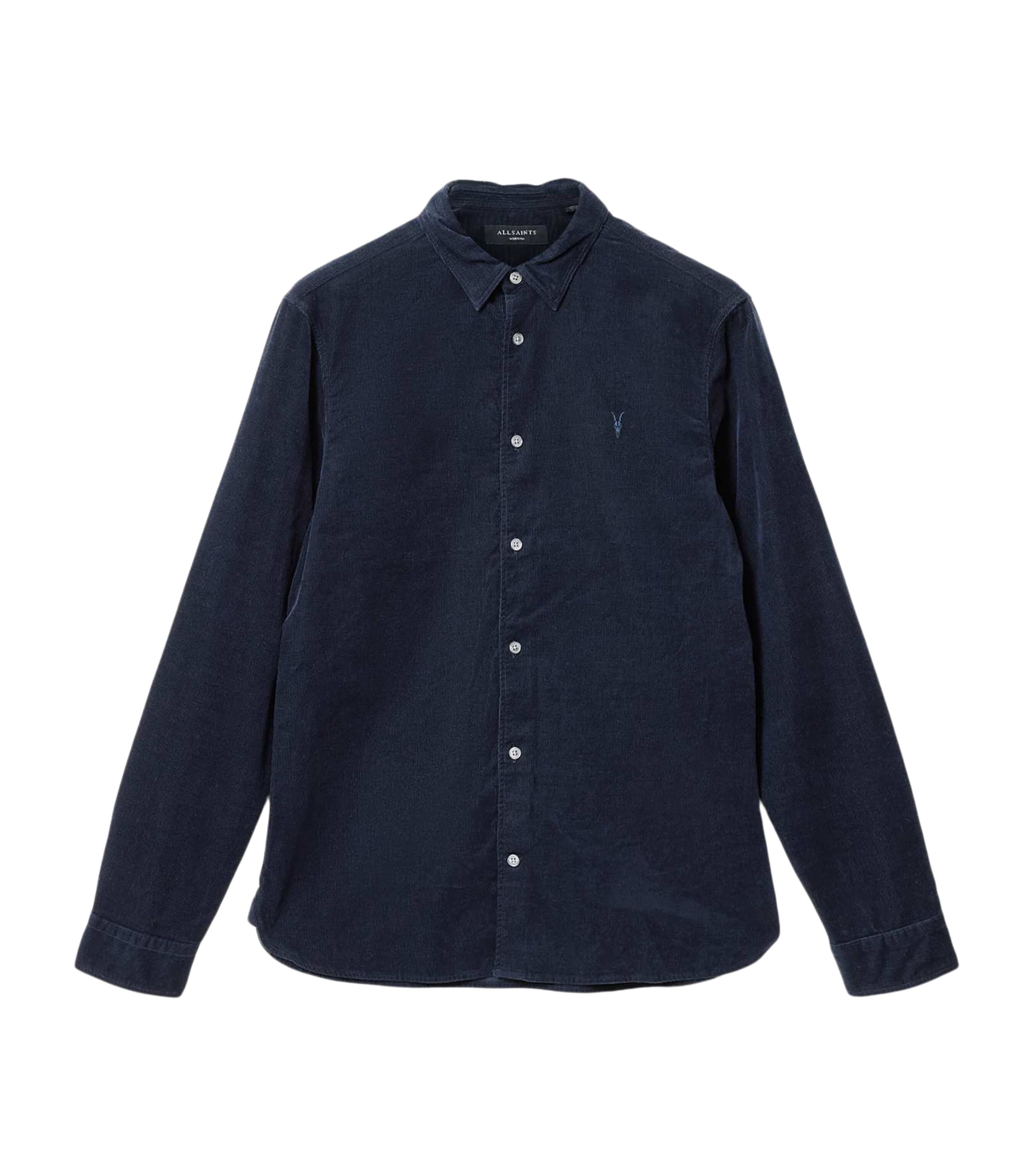 AllSaints Mens Cotton Corduroy Birchwood Shirt Sapphire Blue Image 1