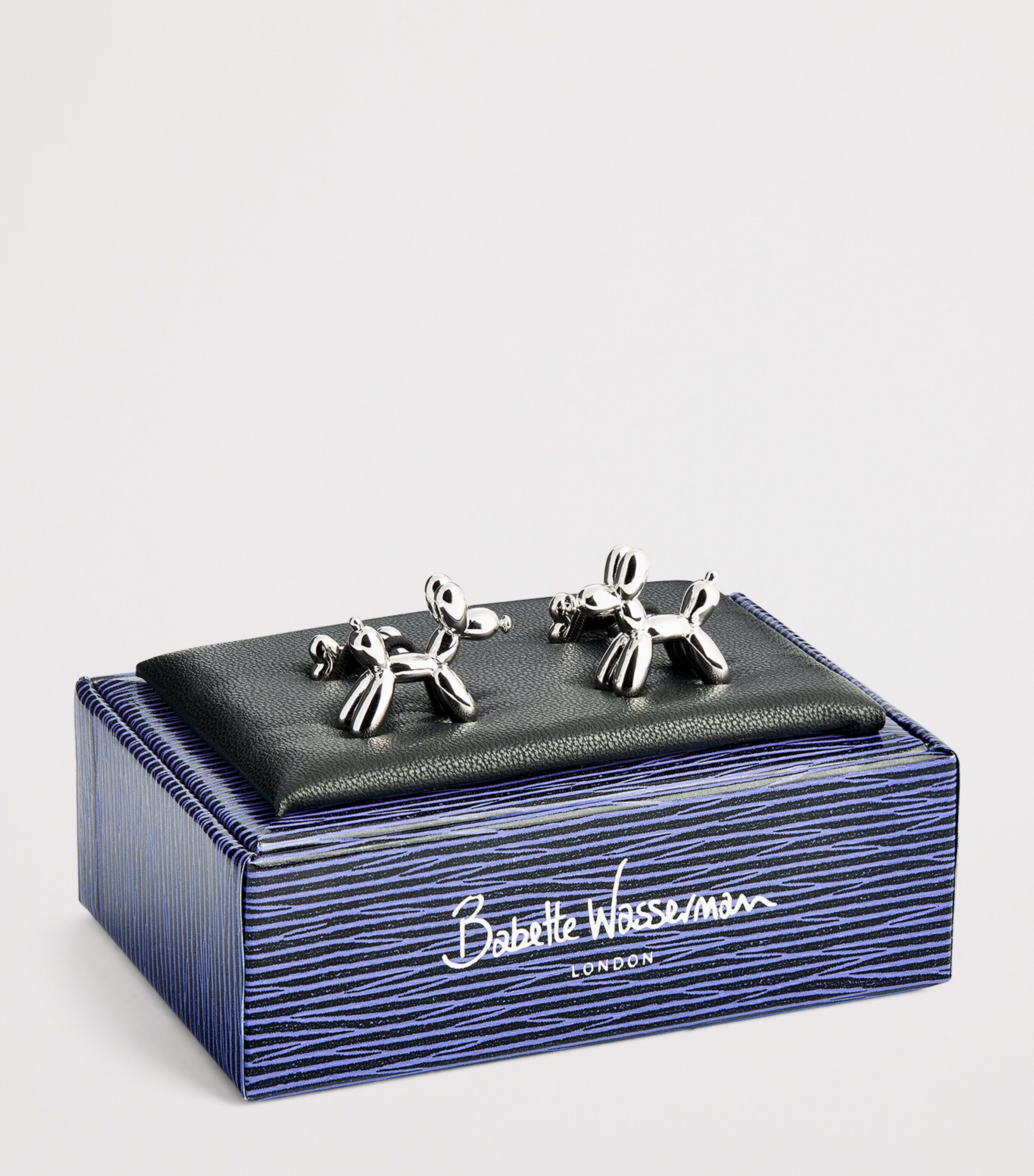 Babette Wasserman Rhoium-Plated Balloon Dog Cufflinks Rhodium Image 3