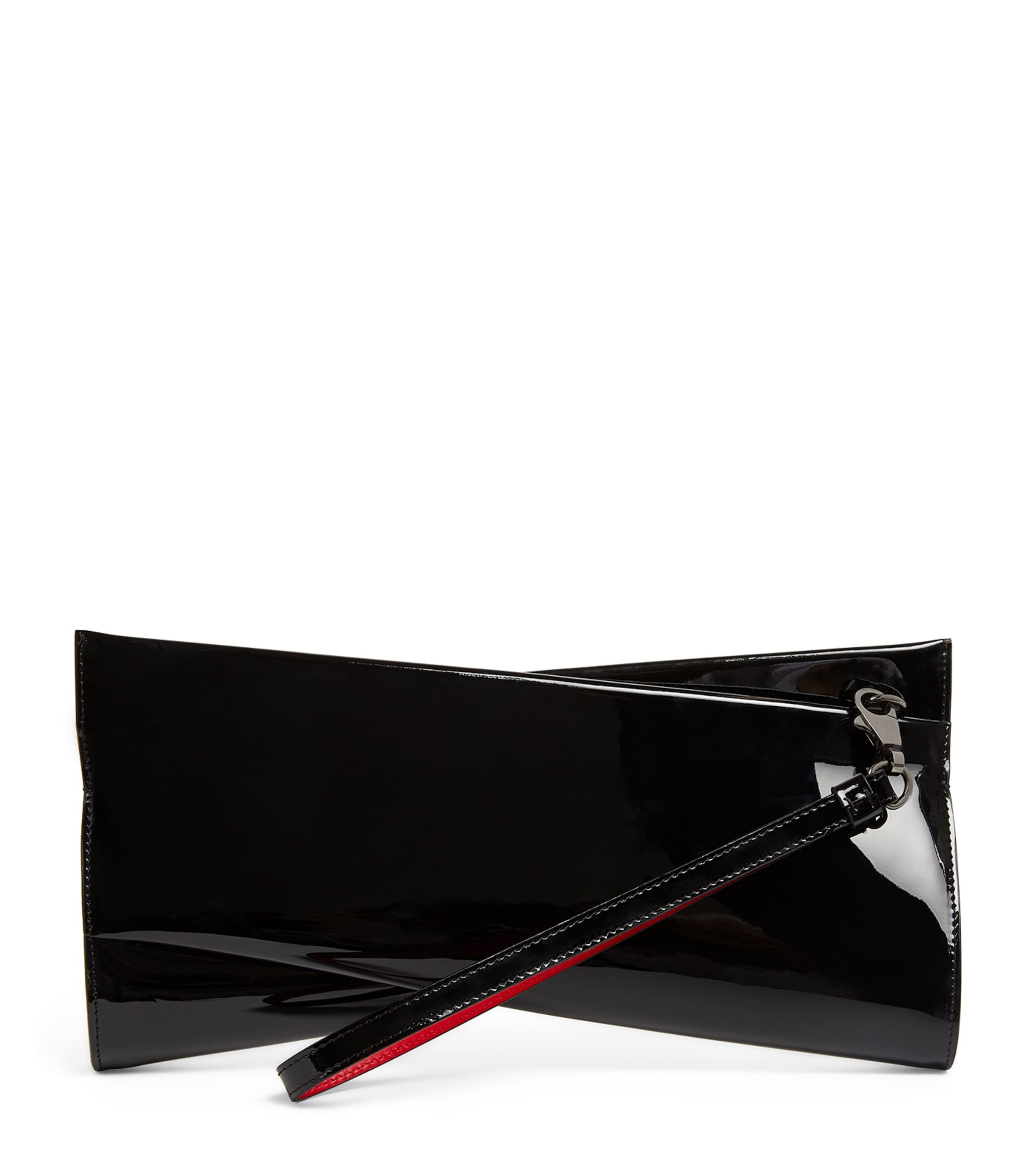 Christian Louboutin Loubitwist Small Patent Leather Clutch Bag In Black