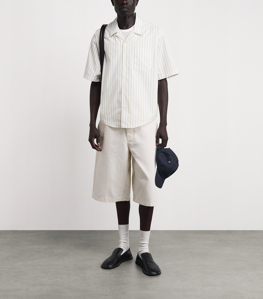 AMI Paris Mens Cotton Oversized Bermuda Shorts Blanc Creme Image 2