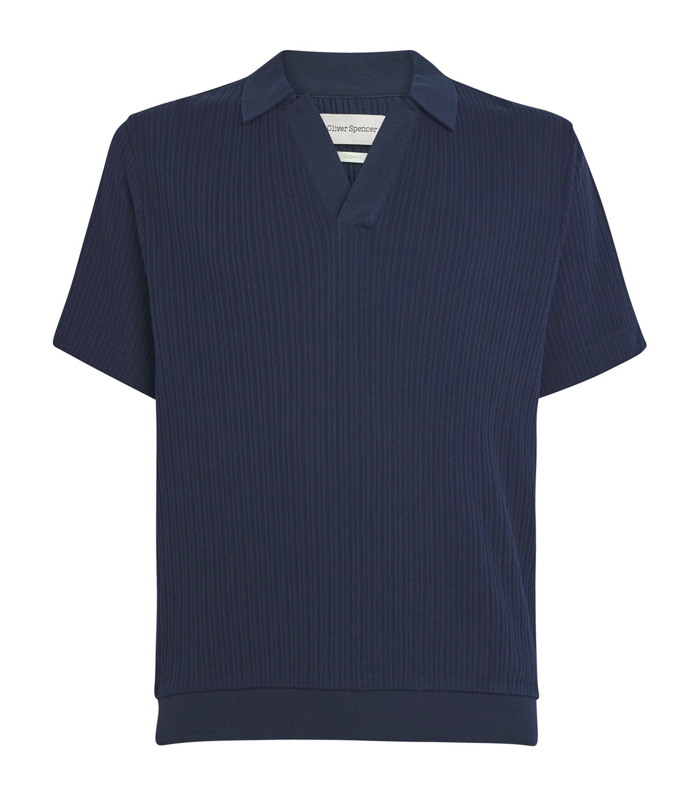 Oliver Spencer Mens Organic Cotton Polo Shirt Navy Image 1