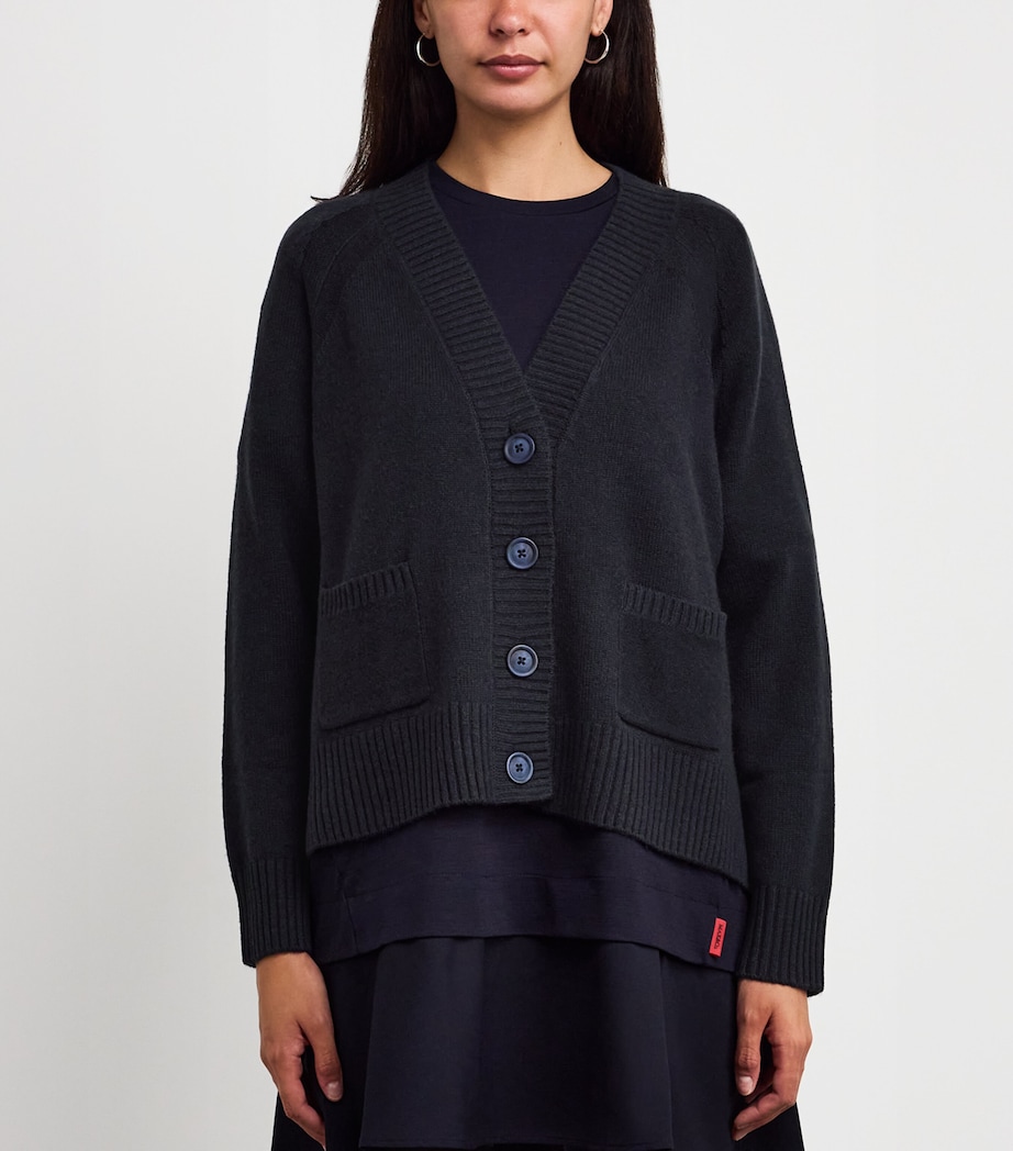 Wool-Cashmere V-Neck Cardigan NAVY Image 3