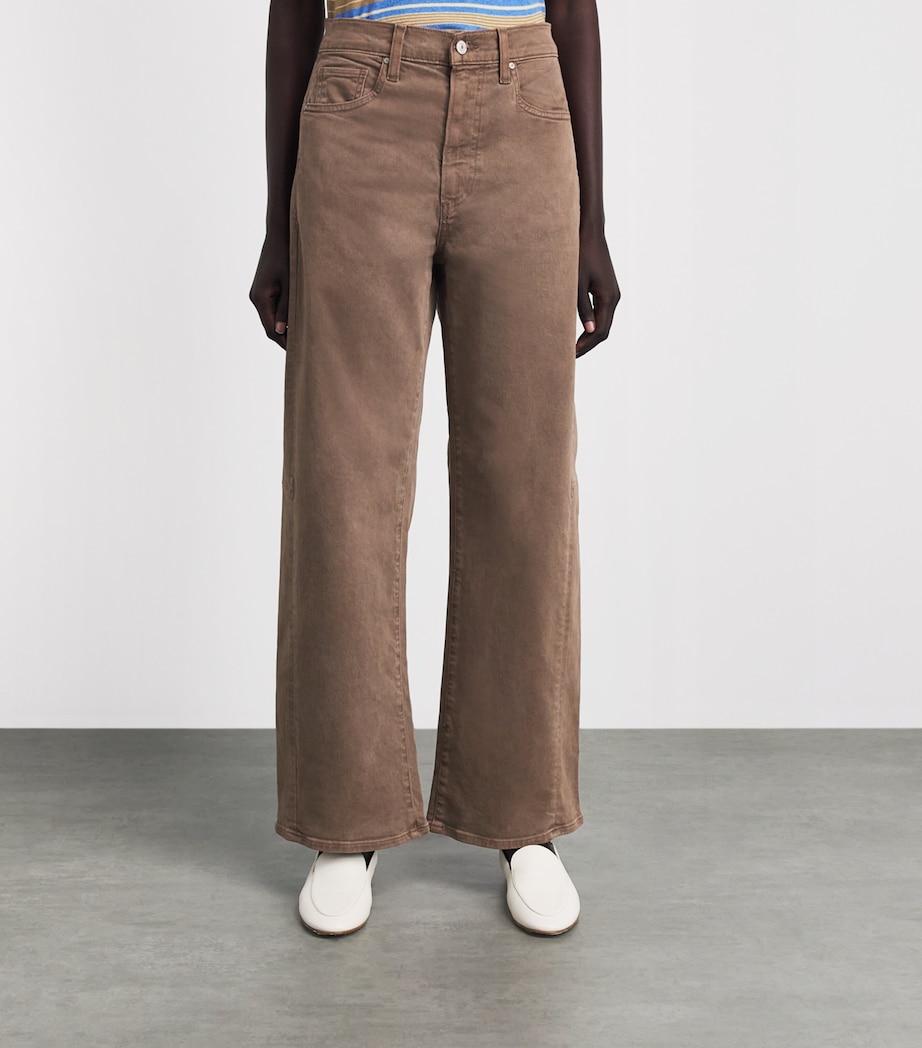 PAIGE Womens Arellia Skimmer High-Rise Wide-Leg Jeans Vintage Canewood Image 4