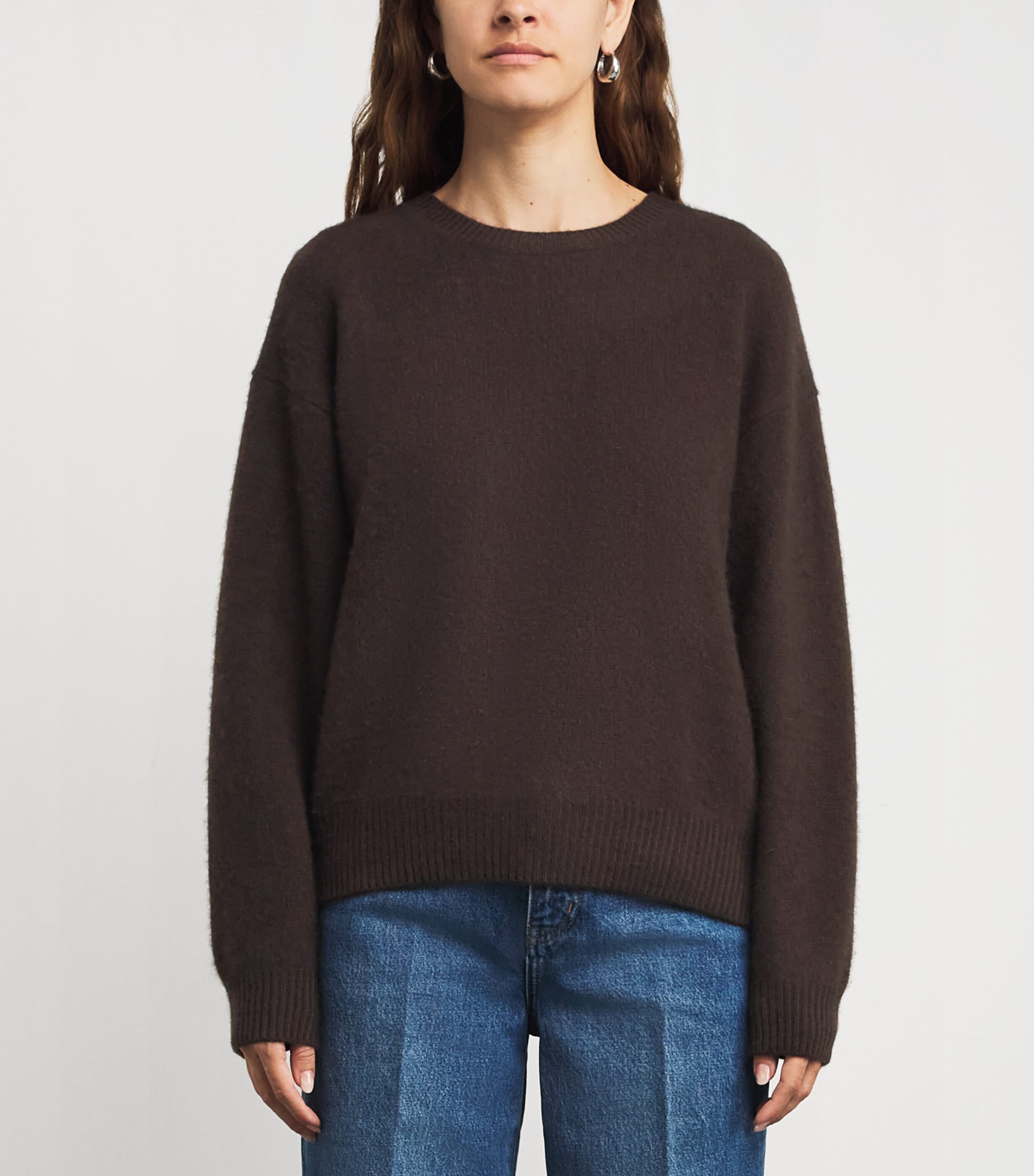 The Cashmere Brushed Sweater COFFEE Image 3