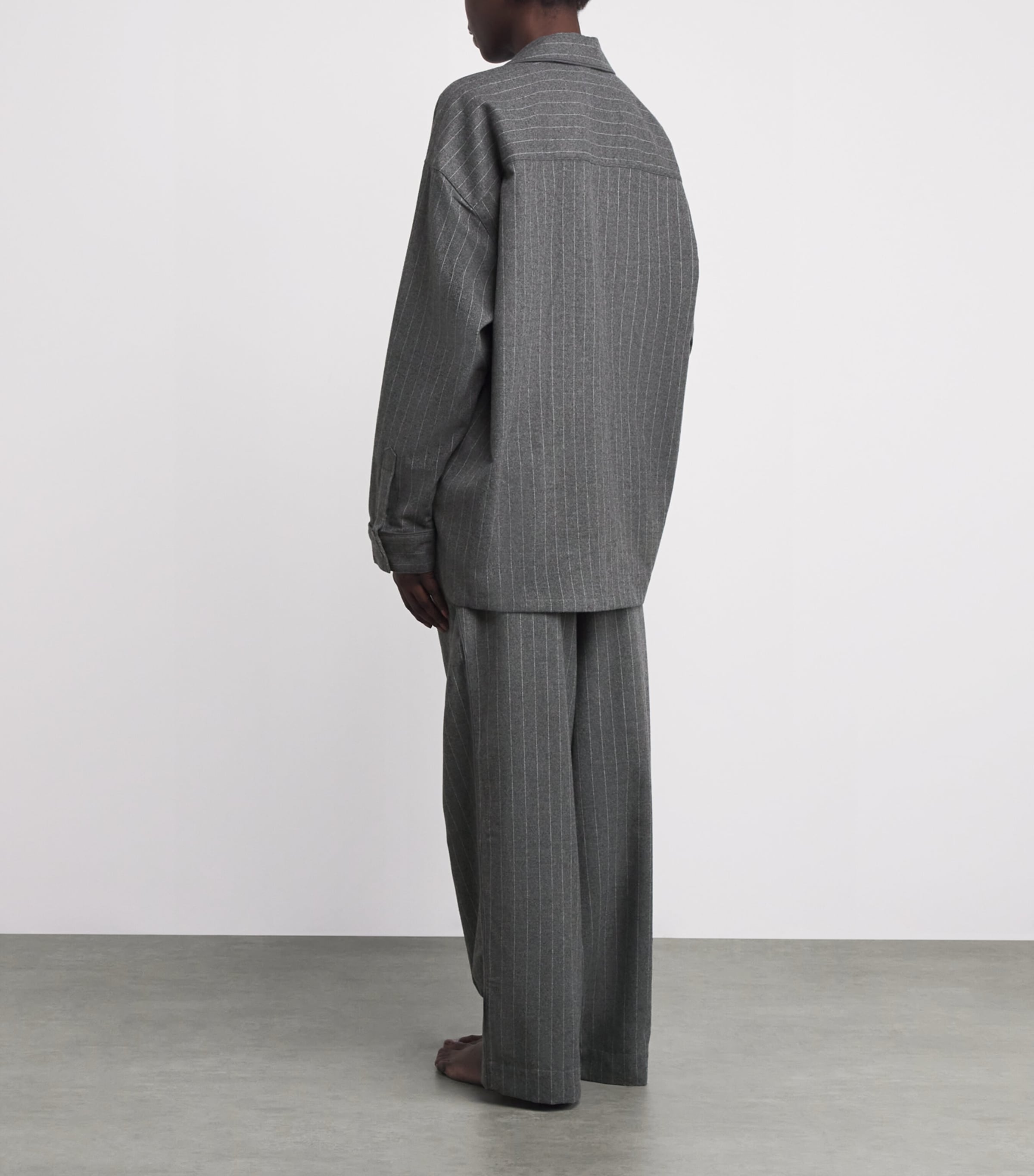 Flannel Pinstripe Long-Sleeve Pyjama Set HEATHER GREY STRIPE Image 3