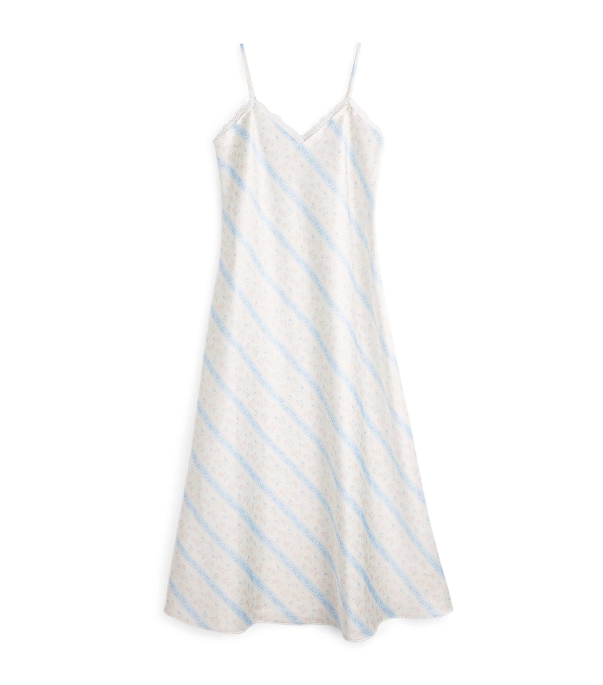 LoveShackFancy Floral Stripe Adelise Dress (7-14 Years) Cotskcotton Skies Image 1