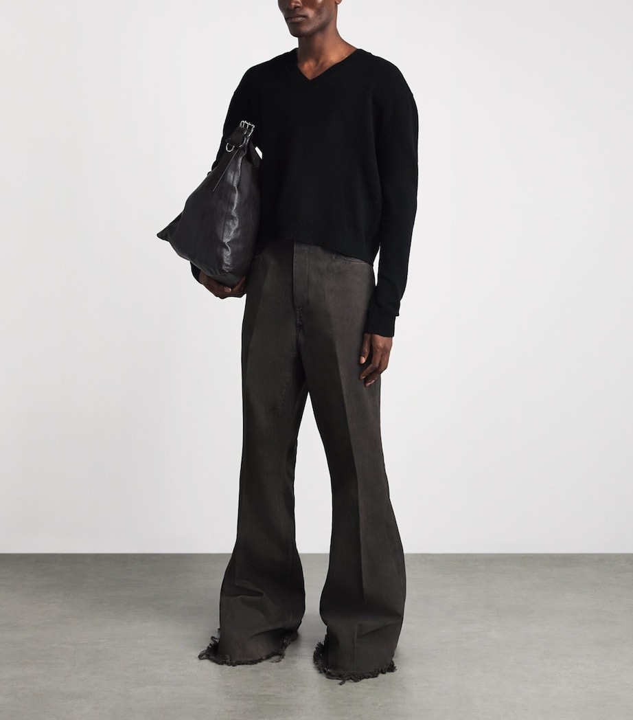 Rick Owens Mens Cashmere-Wool Tommy Sweater Black Image 2