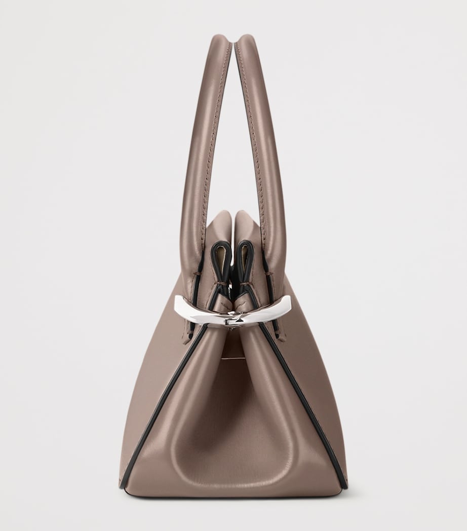 Mini Leather Pinch Top-Handle Bag TAUPE Image 3