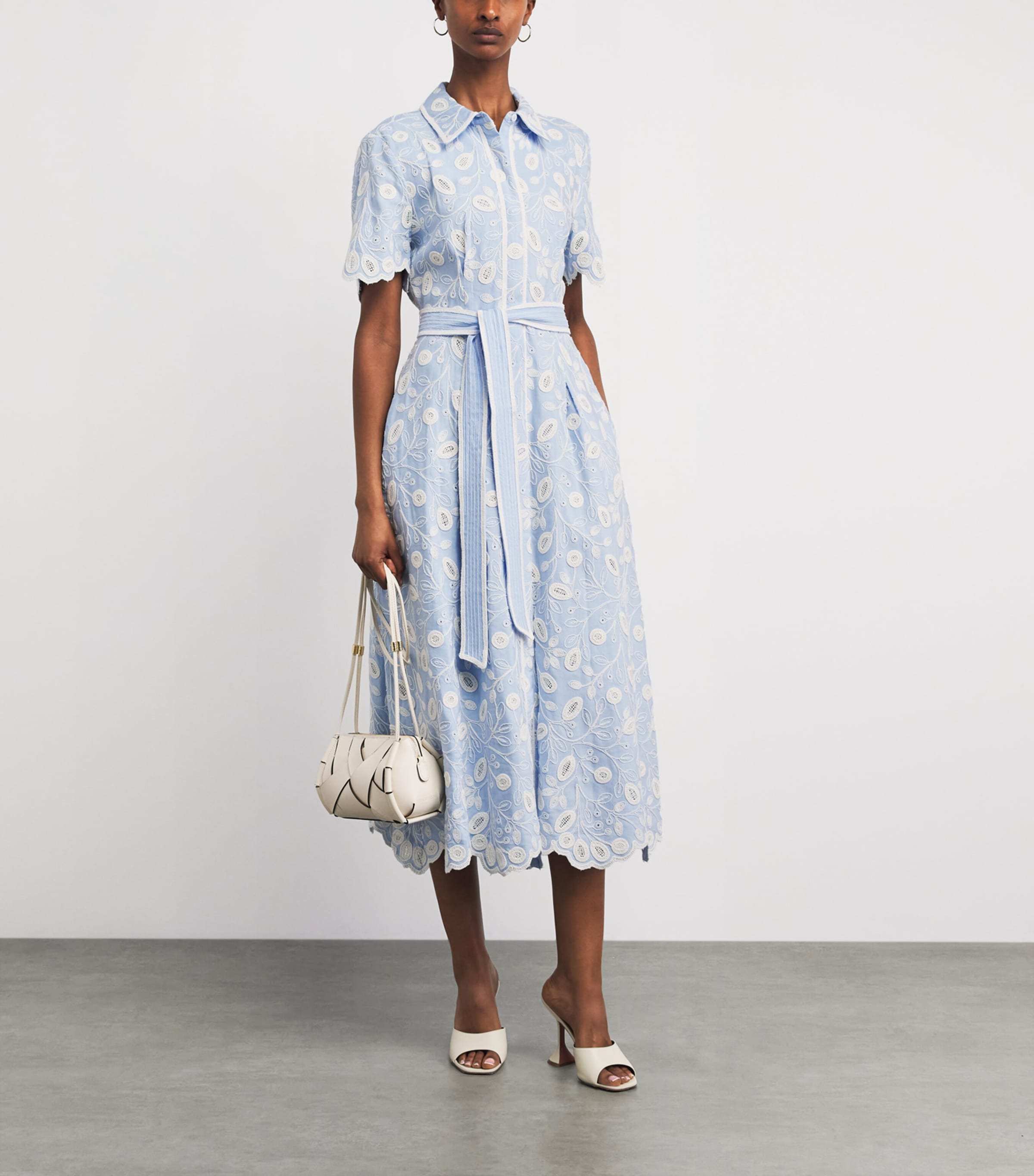 Simkhai Womens Linen-Blend Audria Midi Dress Tidepool Multi Image 2