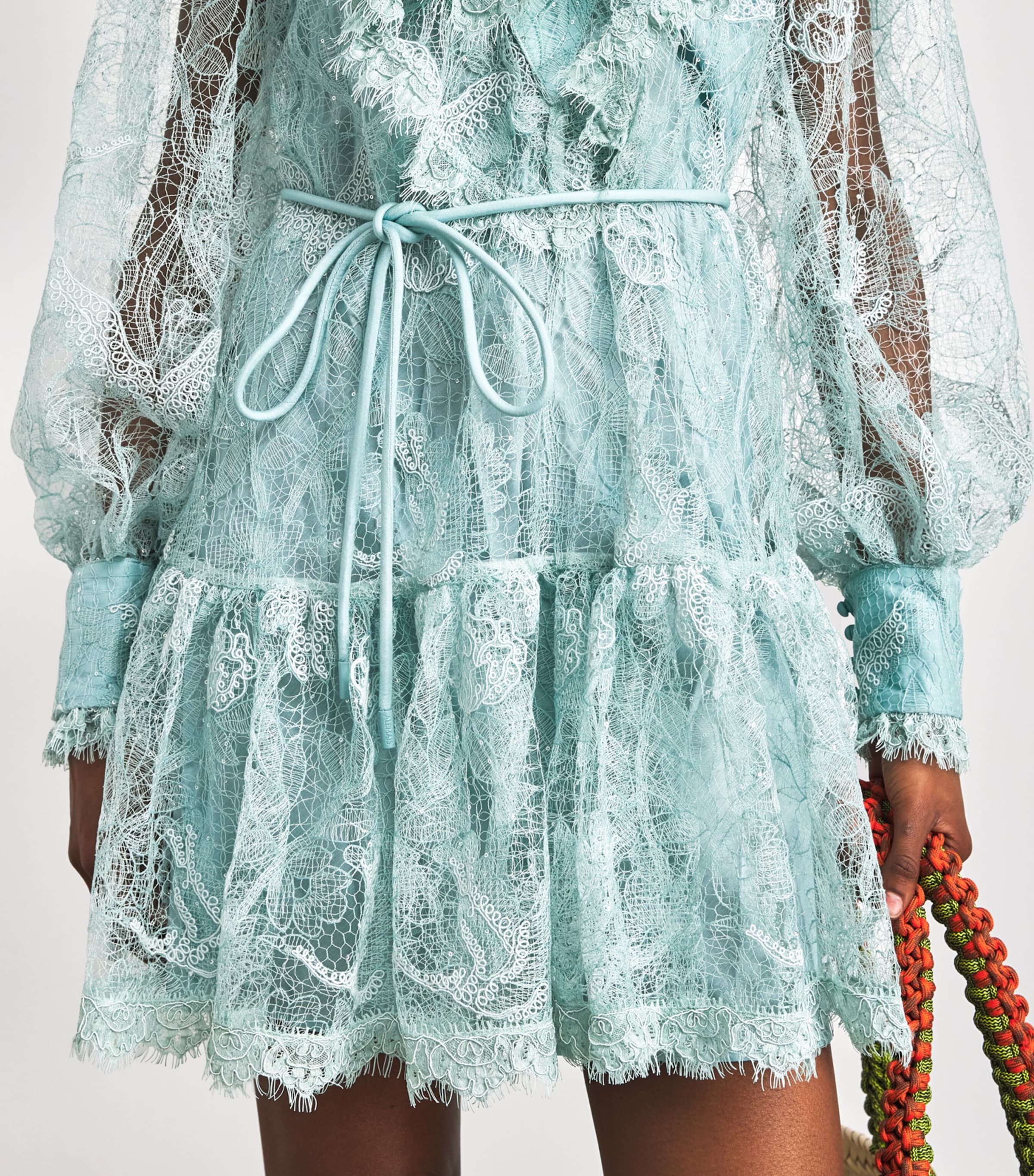 ALEMAIS Blue Ruffled Lace Winifred Mini Dress | Harrods US