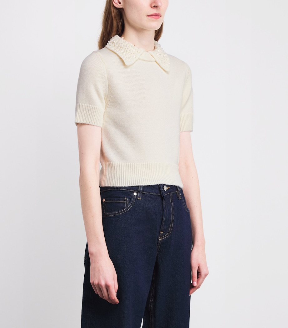 Wool-Cashmere Embellished Sweater ECRU Image 3