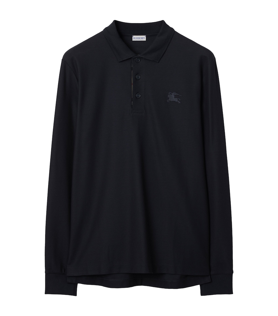 Cotton EKD -Embroidered Long-Sleeve Polo Shirt COAL BLUE Image 1