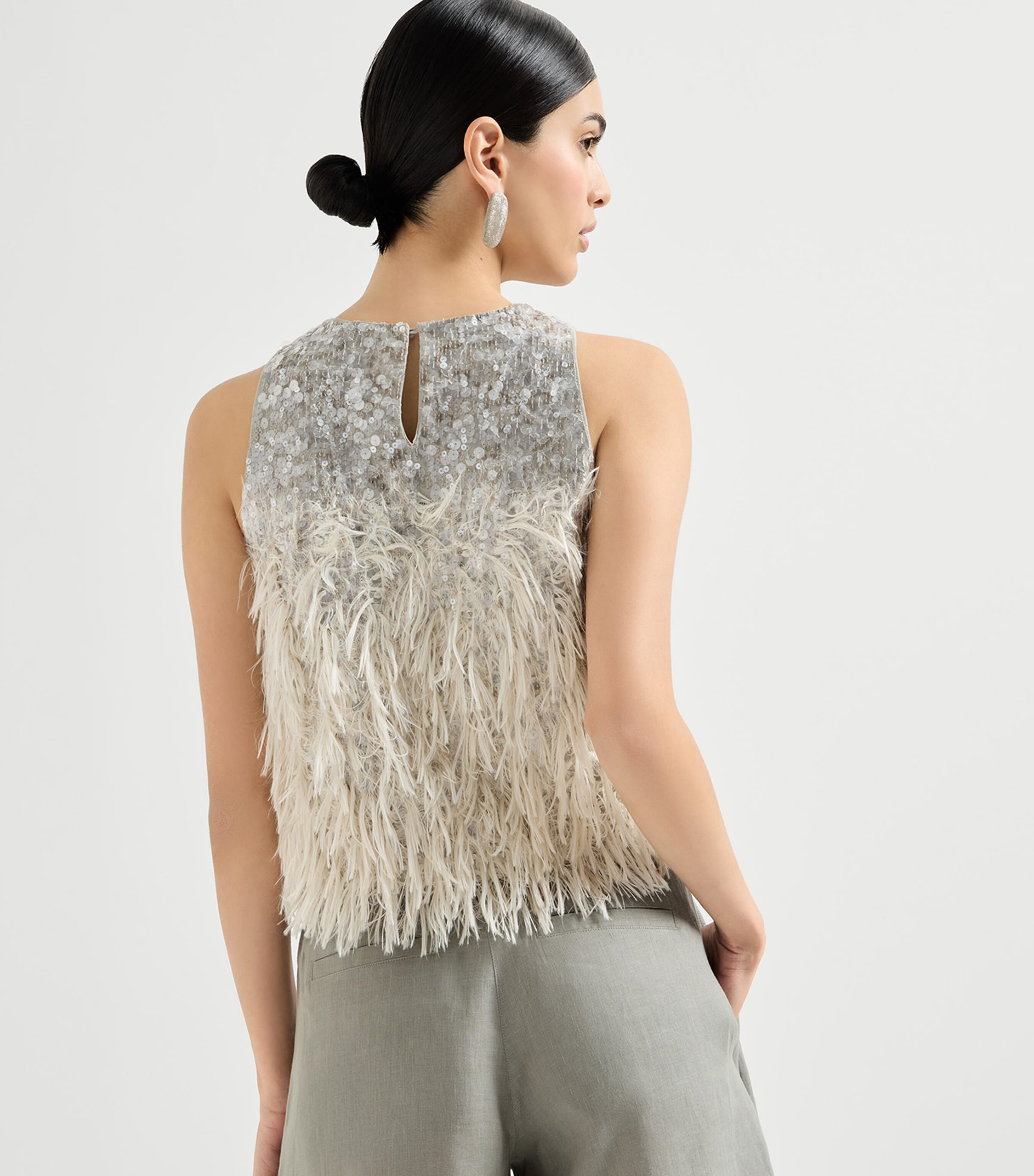 Brunello Cucinelli Grey Dazzling Fil Coupé Top | Harrods US