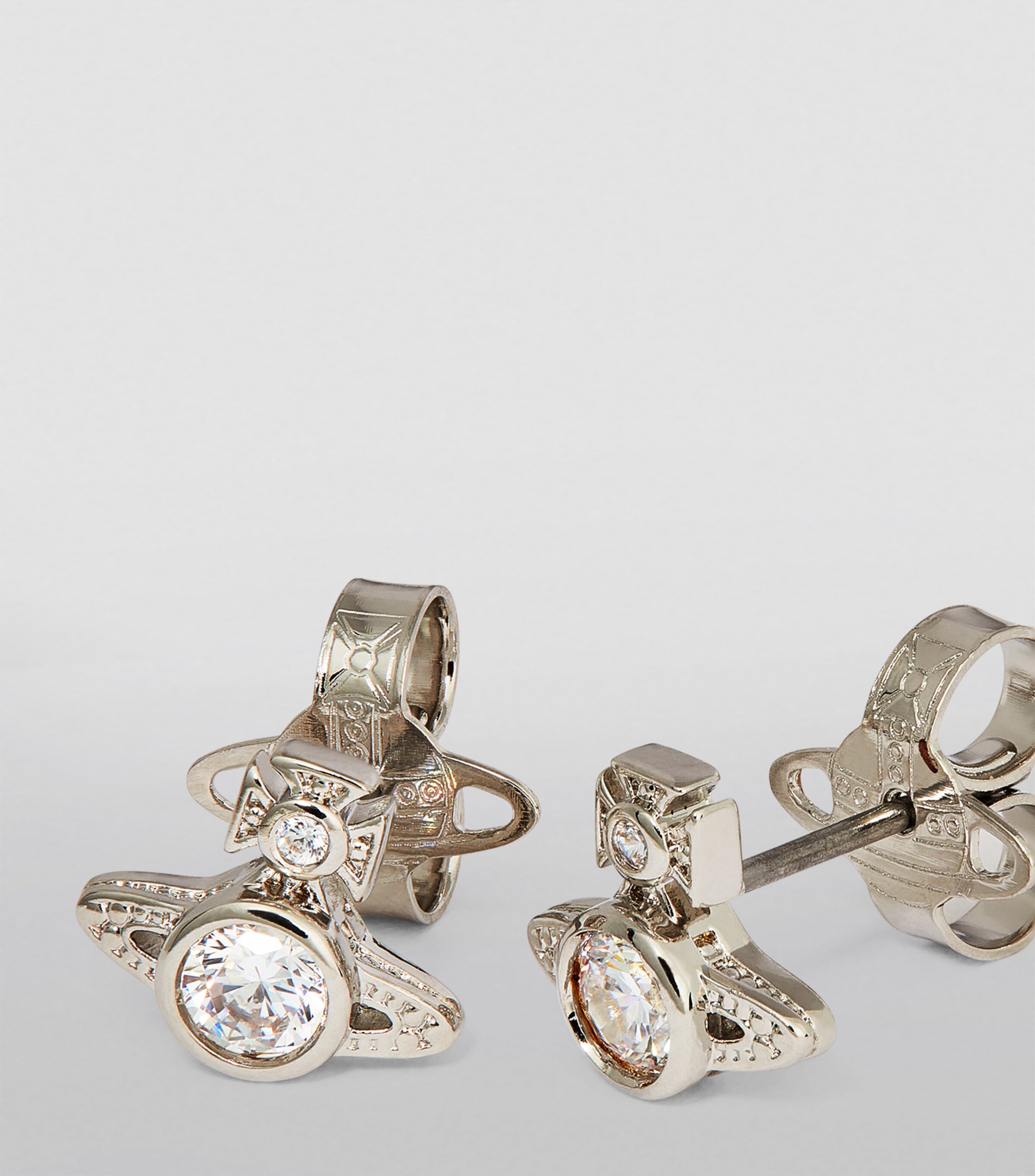 Vivienne Westwood Mayfair Bas Relief Stud Earrings Platinum/wht Cz Image 7