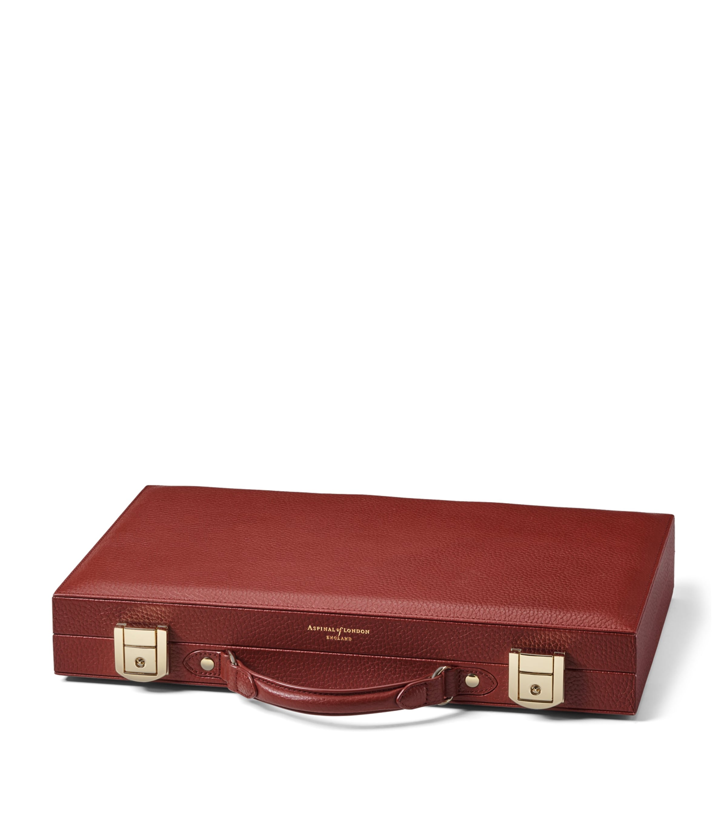15-Inch Pebbled Leather Backgammon Set MERLOT Image 2