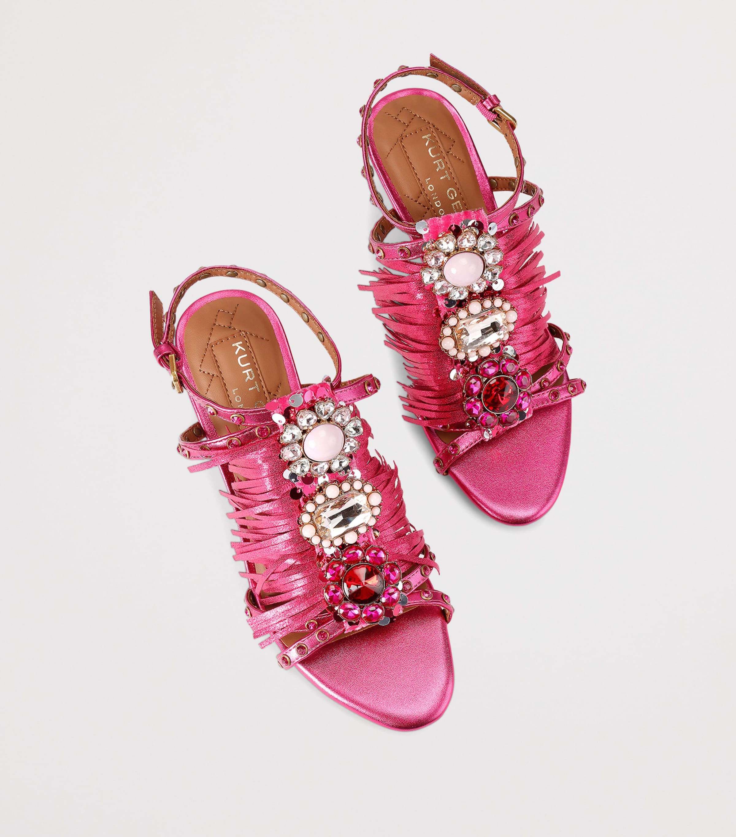 Leather Fringed Sandals FUCHSIA Image 4