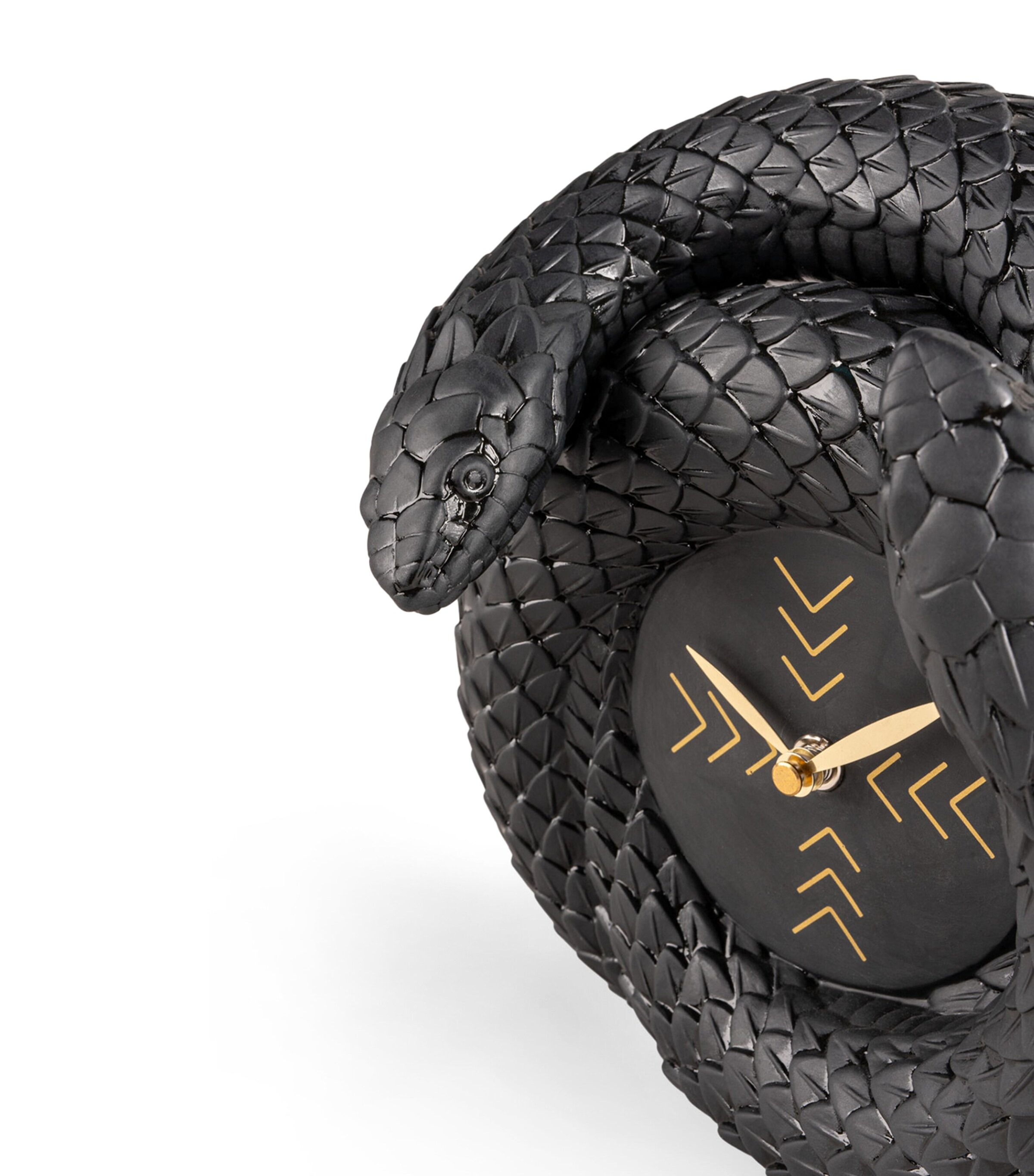 Lladró Porcelain Snakes Clock Black & Gold Image 4
