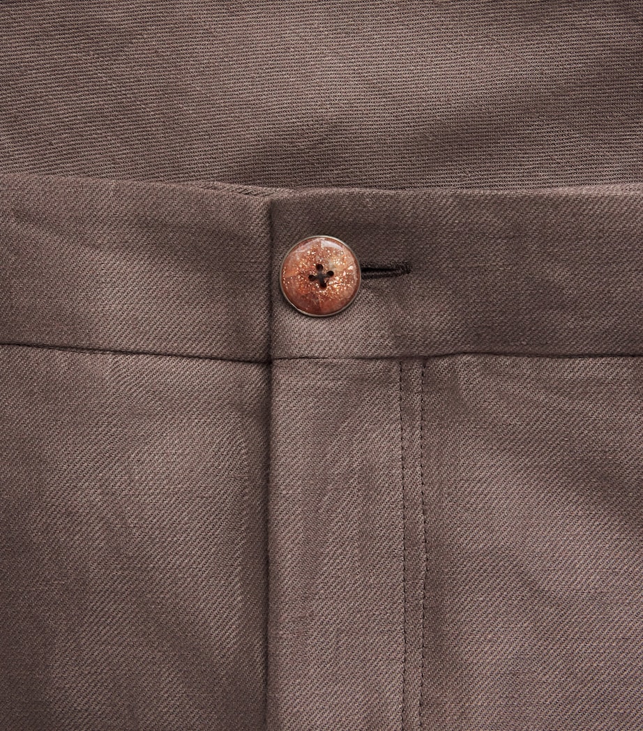 GOD'S TRUE CASHMERE Mens Linen Cocoa Shorts Orange Sunstone Image 6
