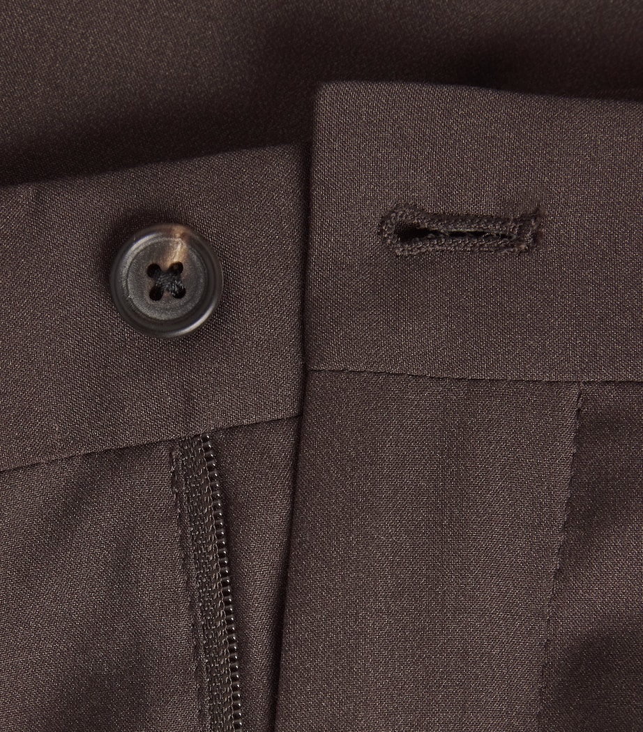 Wool-Silk Tailored Trousers 030 DARK BROWN Image 5