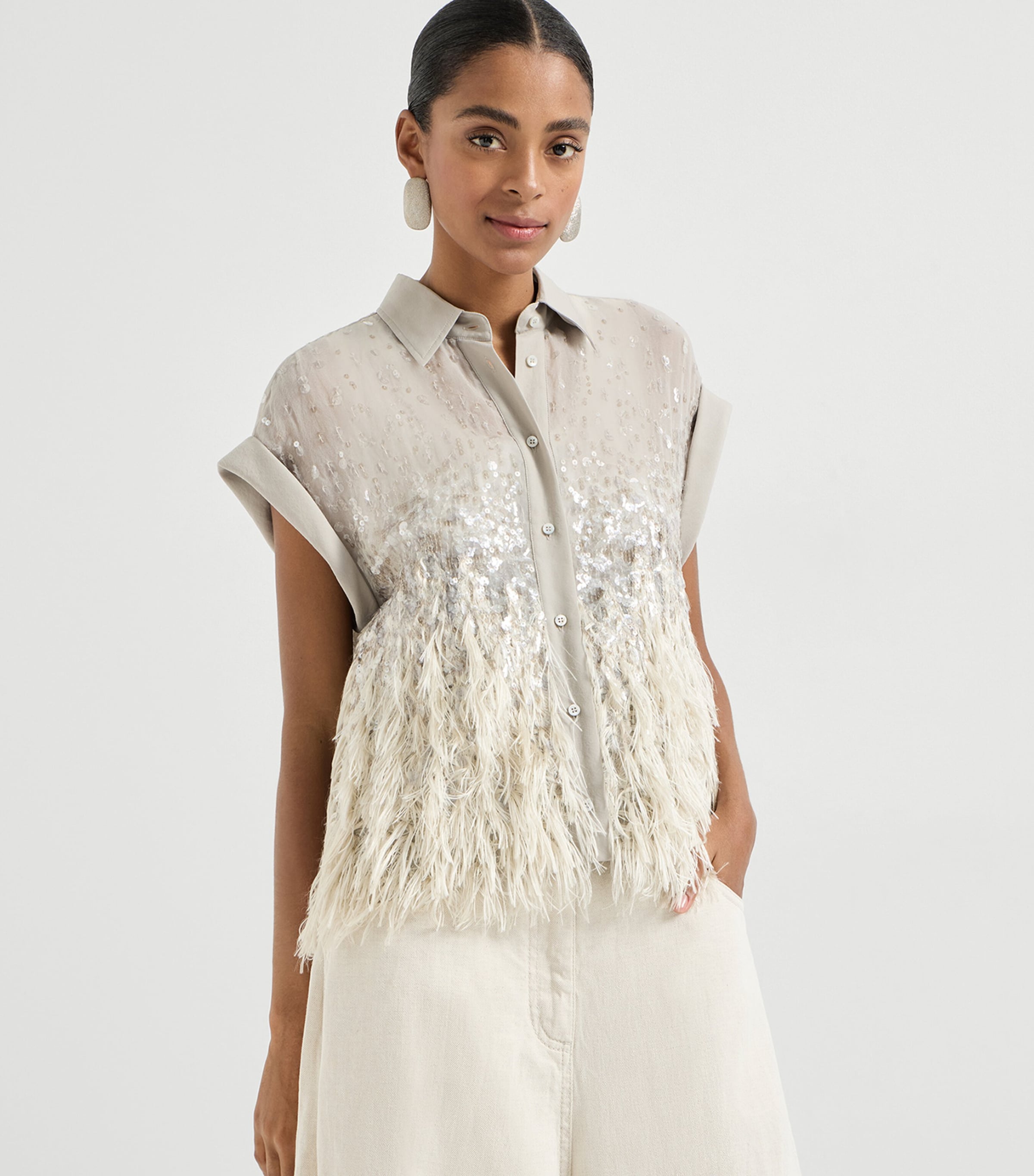 Brunello Cucinelli Womens Silk Dazzling Fil Coupé Shirt Image 3