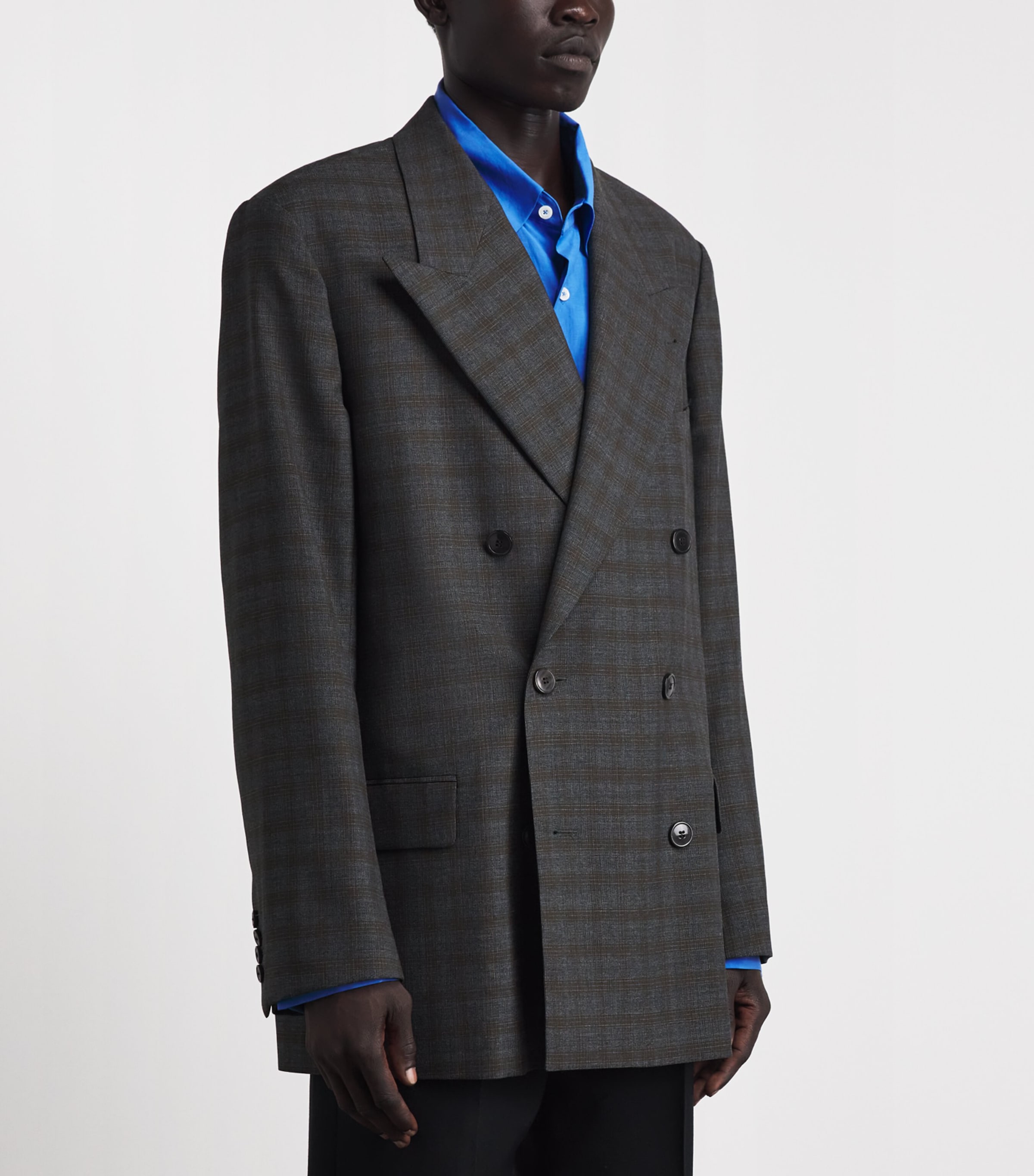 DRIES VAN NOTEN Mens Wool Check Double-Breasted Blazer Image 4