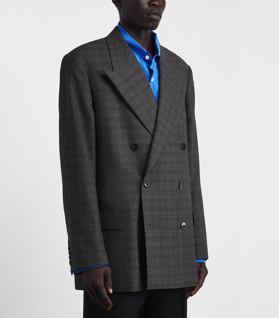 DRIES VAN NOTEN Mens Wool Check Double-Breasted Blazer Image 4