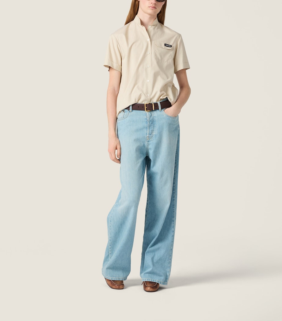 Miu Miu Womens Stonewashed Wide-Leg Jeans Image 2