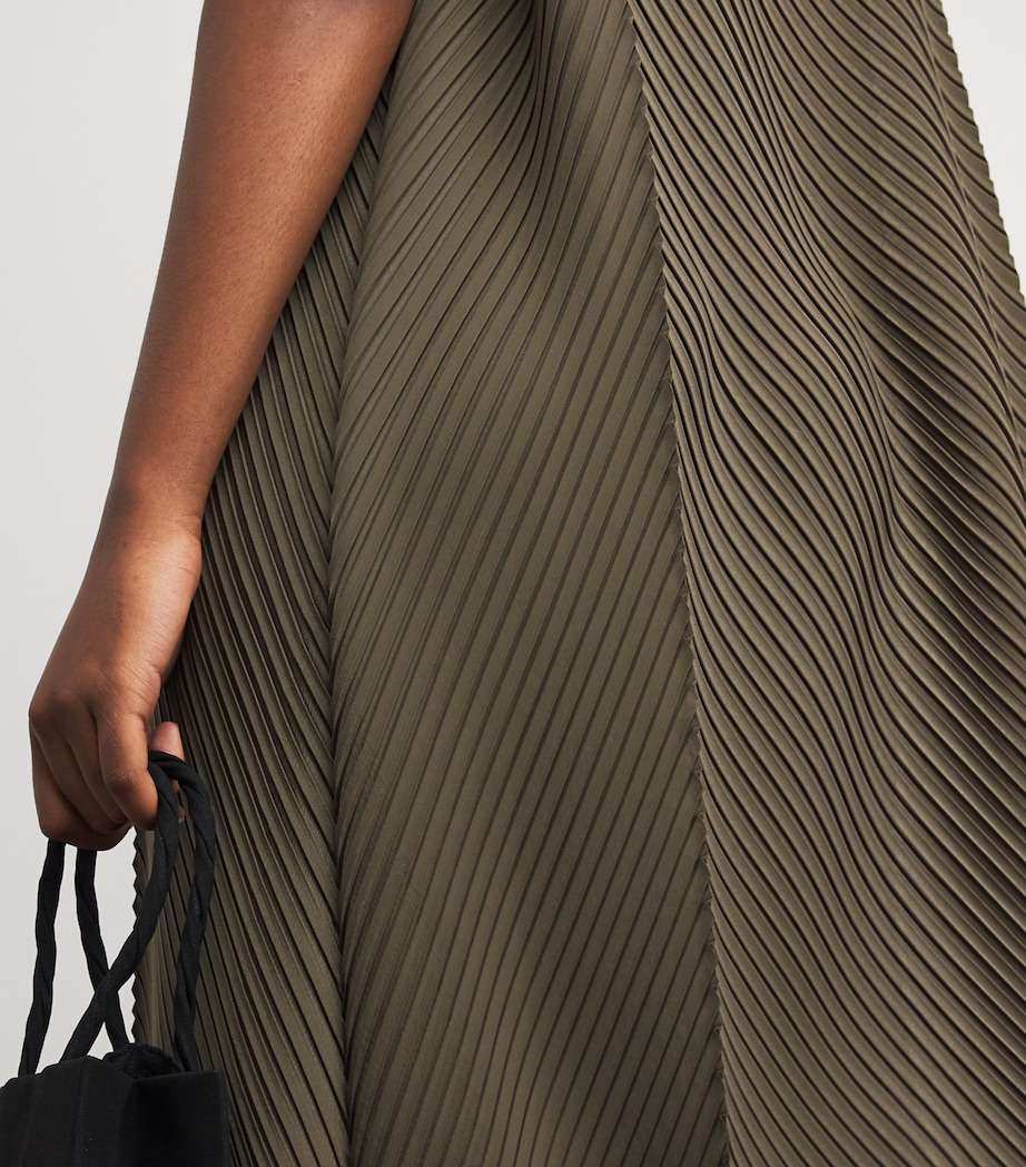 Soft Fold Pleats Midi Dress KHAKI Image 6