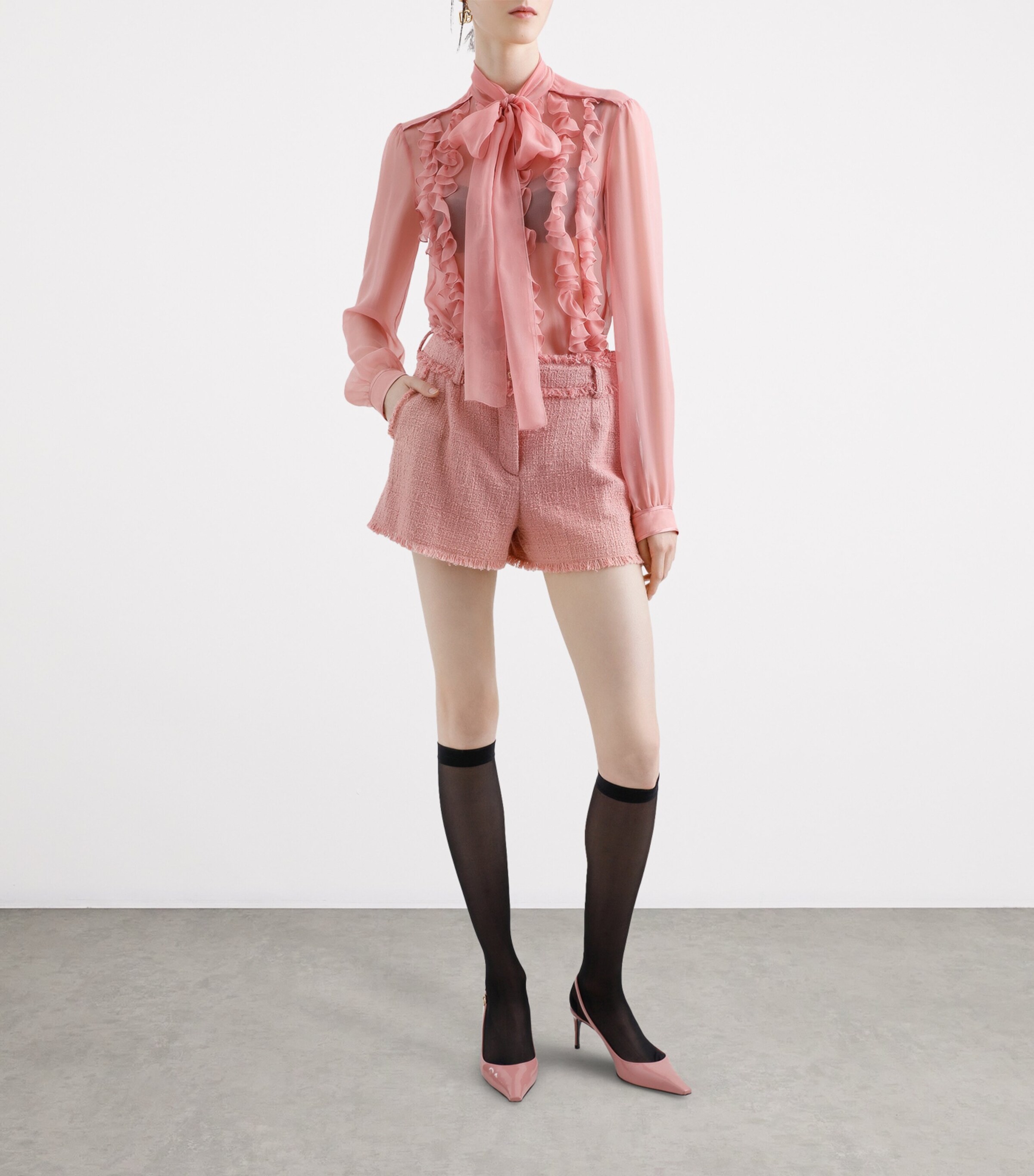 Dolce&Gabbana Womens Tweed Shorts Powder Pink Image 2