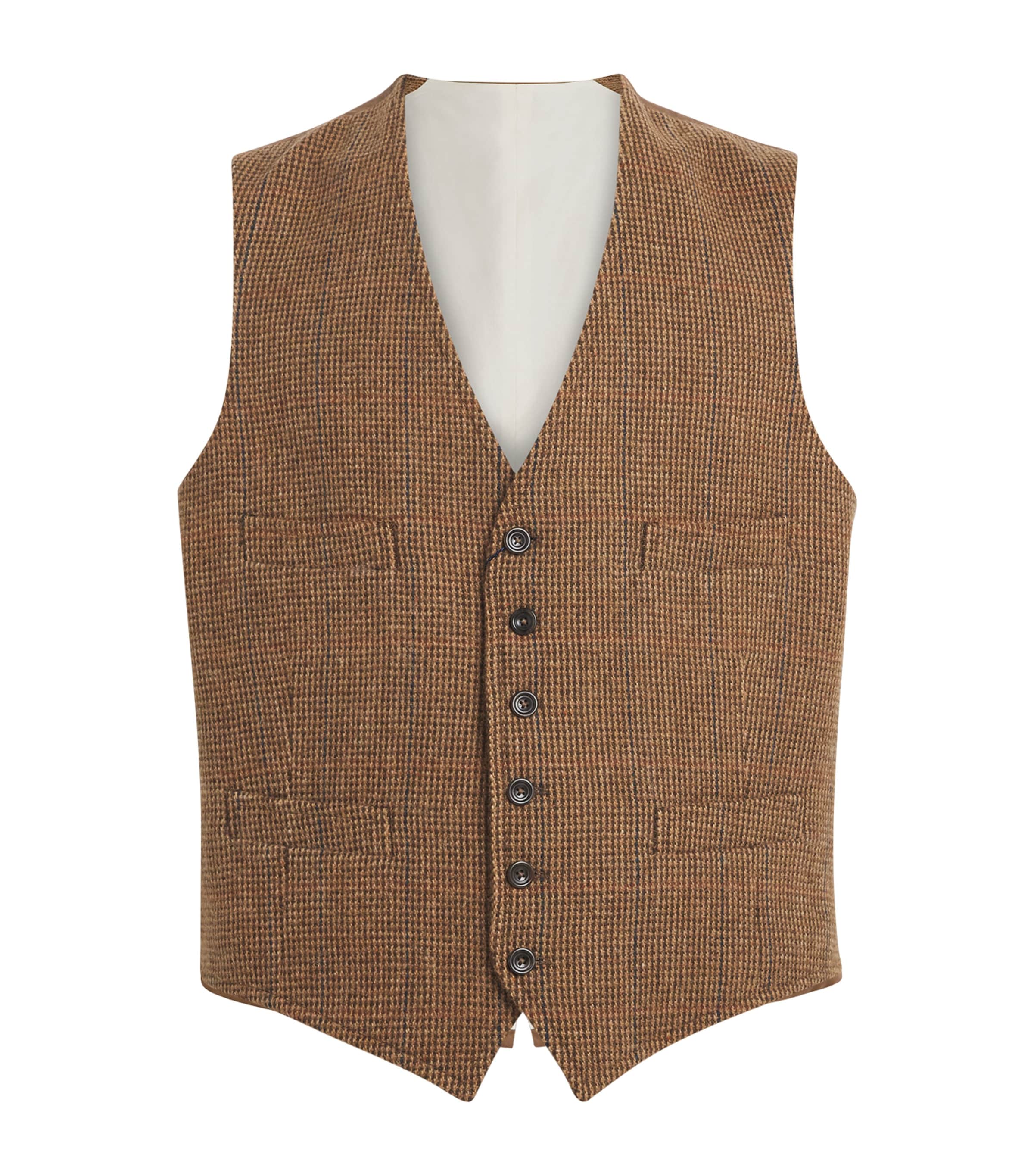 Polo Ralph Lauren Wool Tick-weave Tweed Waistcoat In Brown