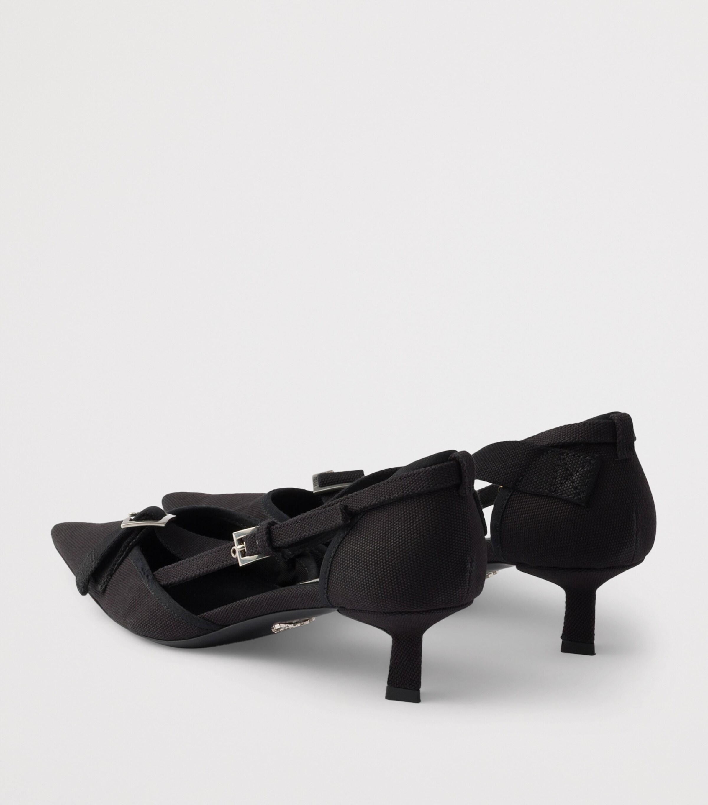 Prada Canvas Buckle-Detail Pumps 45 Black Image 5