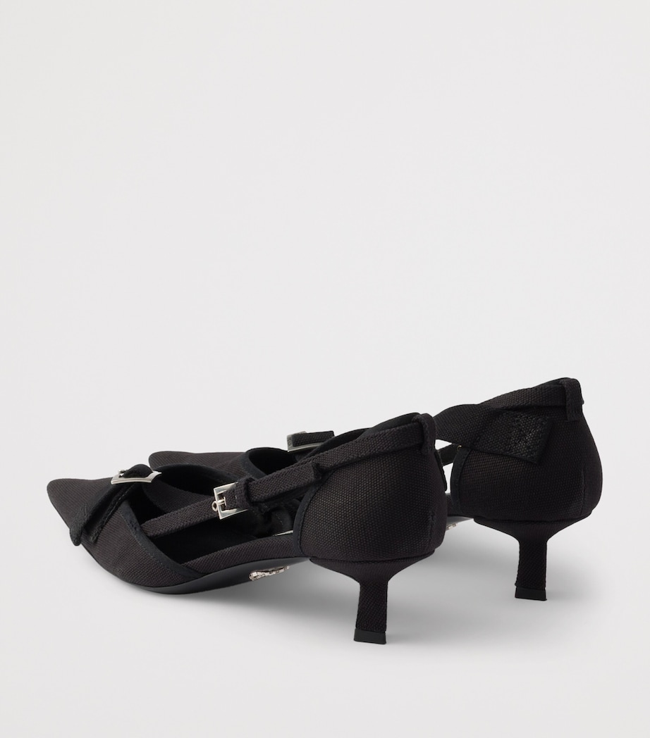 Prada Canvas Buckle-Detail Pumps 45 Black Image 5