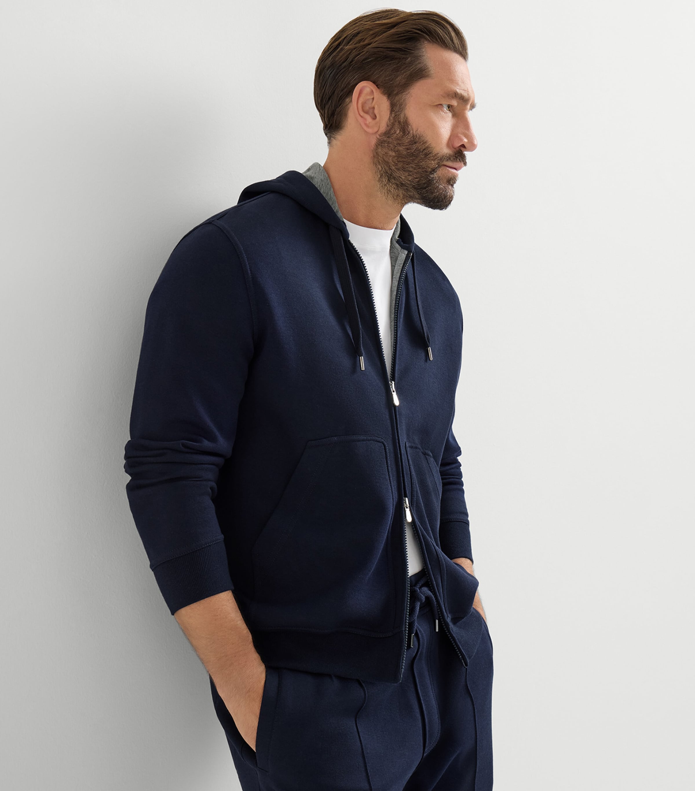 Brunello Cucinelli Mens French Terry Zip-Up Hoodie Image 2