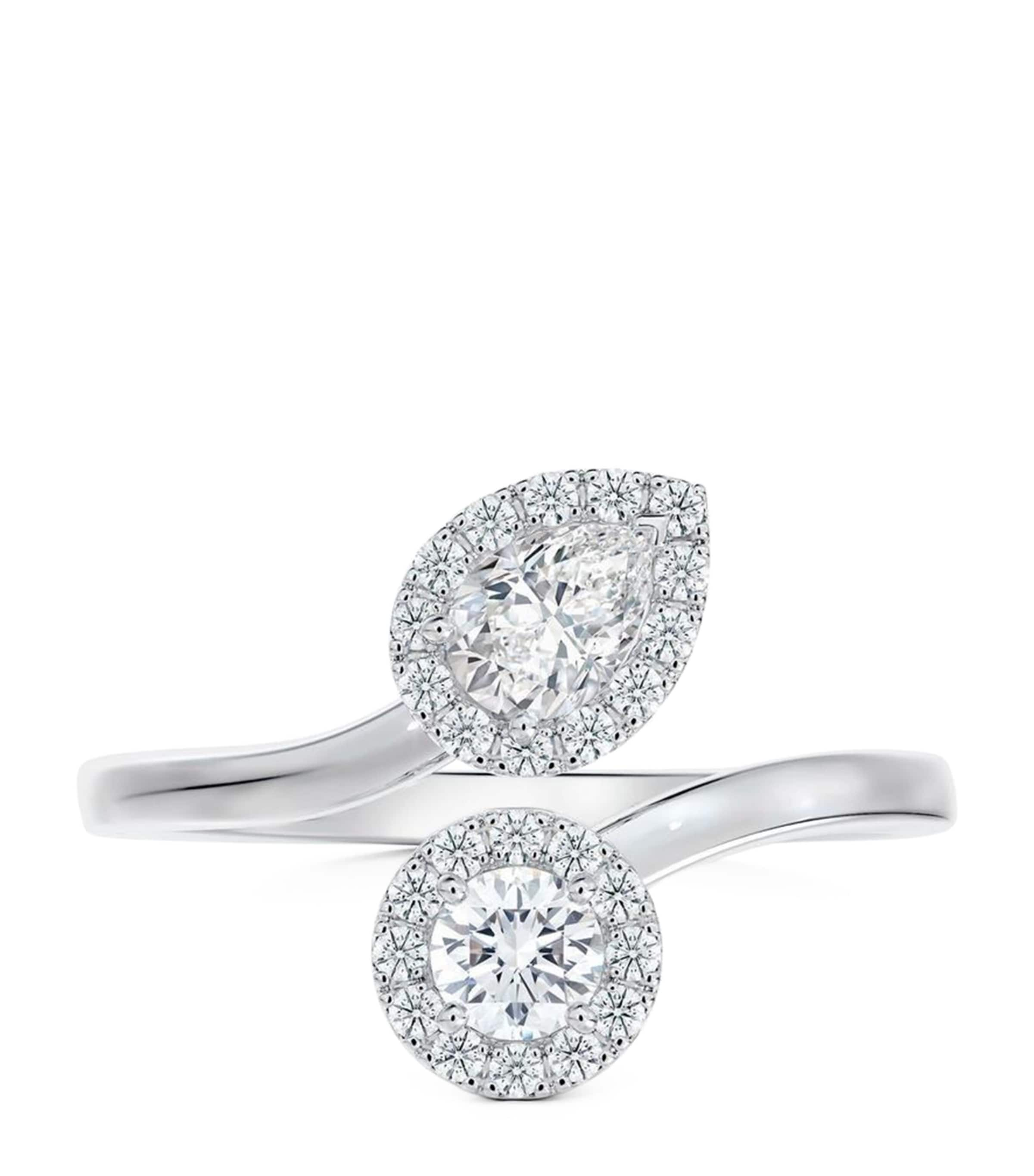 De Beers Platinum And Diamond Bridal Aura Toi & Moi Ring In Silver