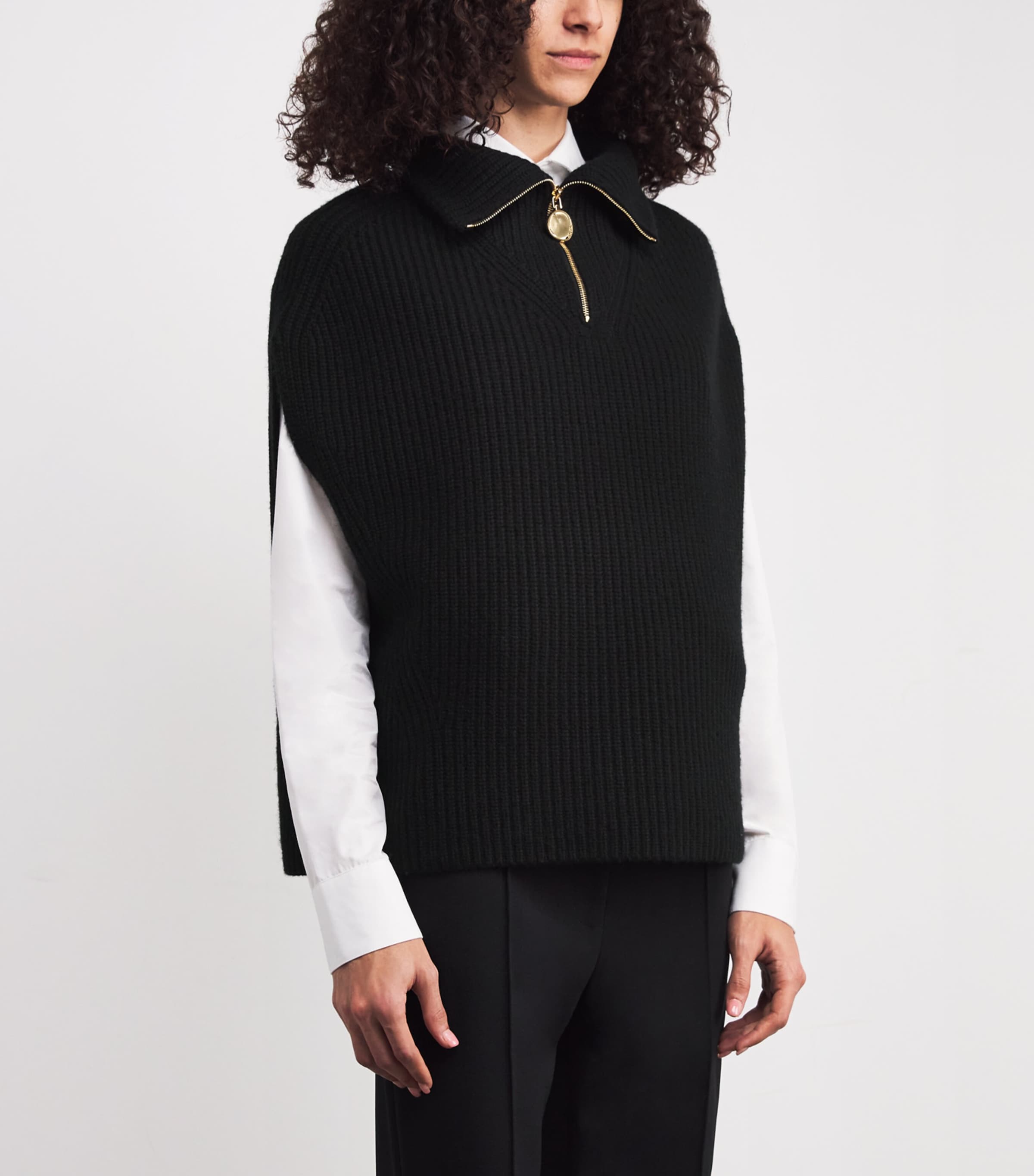 Cashmere-Blend Ribbed Raffet Sweater BLACK Image 3