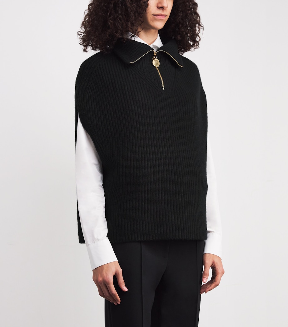 Cashmere-Blend Ribbed Raffet Sweater BLACK Image 3