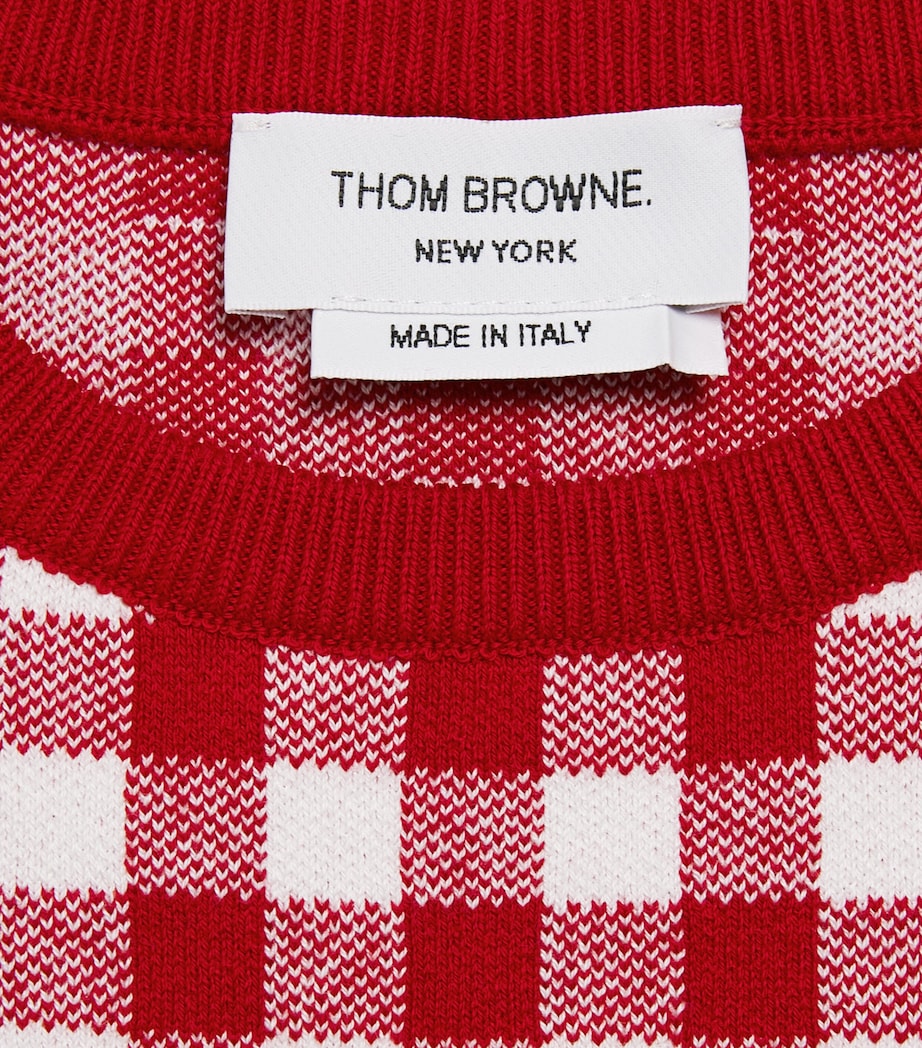 Gingham Short-Sleeve Sweater (2-12 Years) RED Image 4