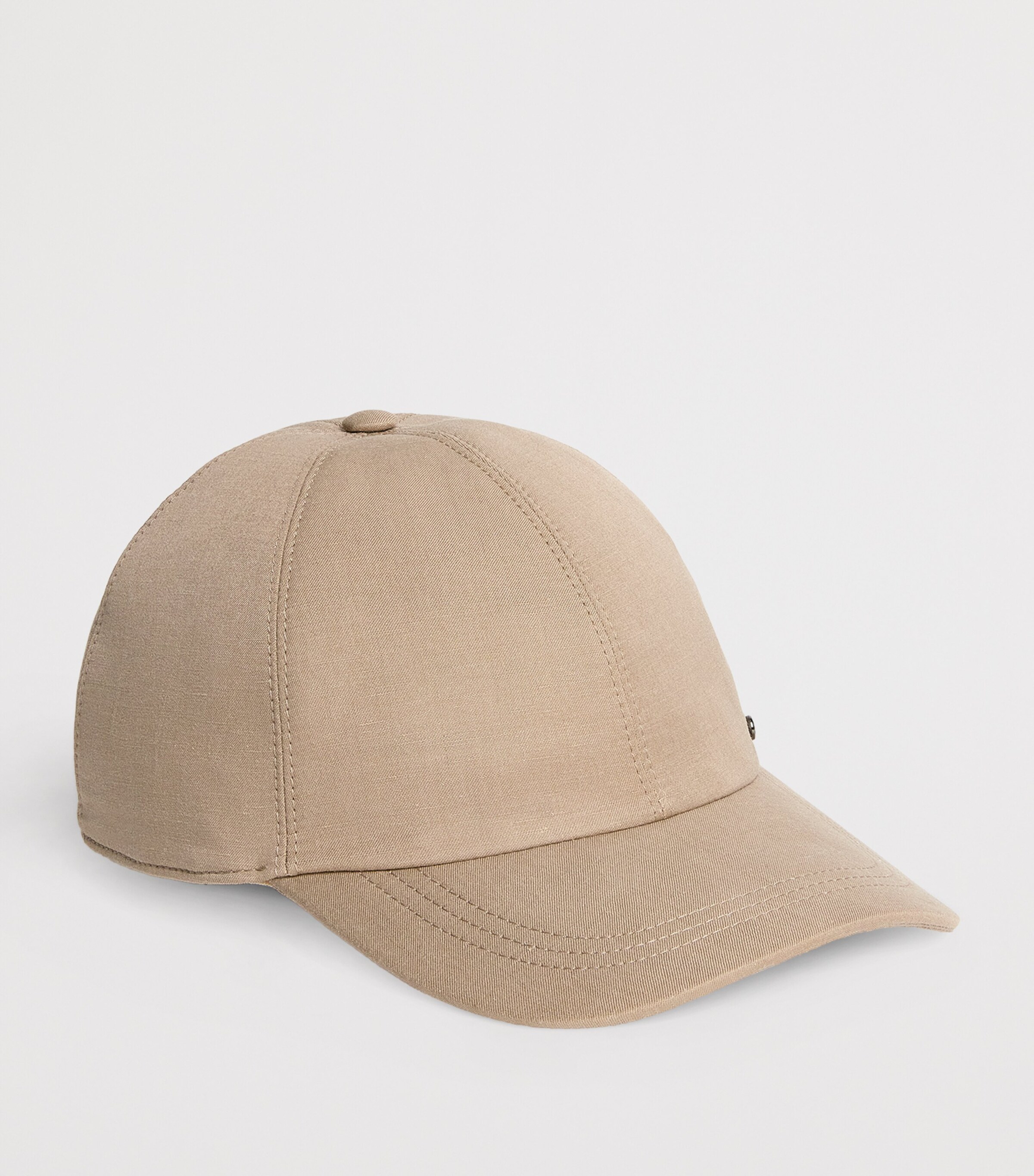 Canali Linen-Silk Baseball Cap Beige Image 2