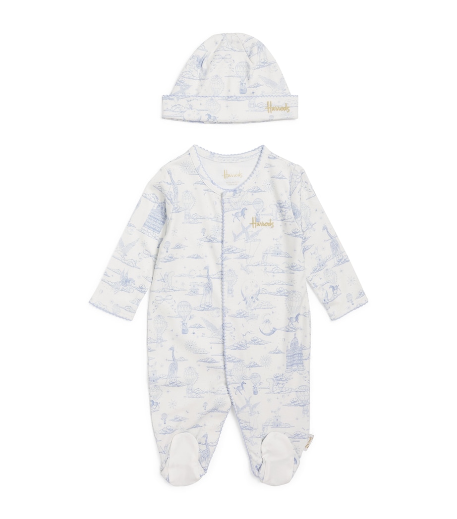 Cotton Balloon All-In-One and Hat Set (0-18 Months) BLUE Image 1