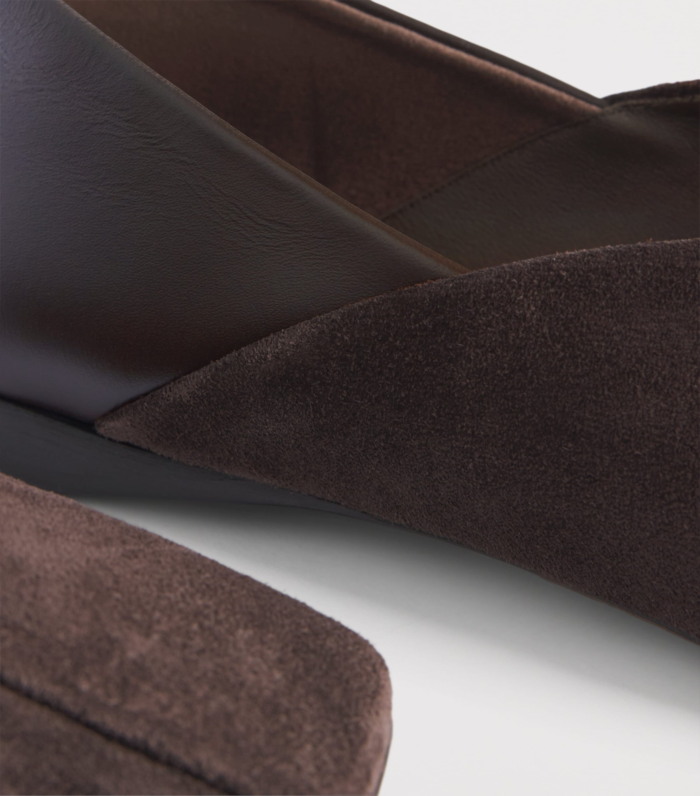 Max Mara Suede Leather-Trim Ballet Flats Dark Brown Image 7