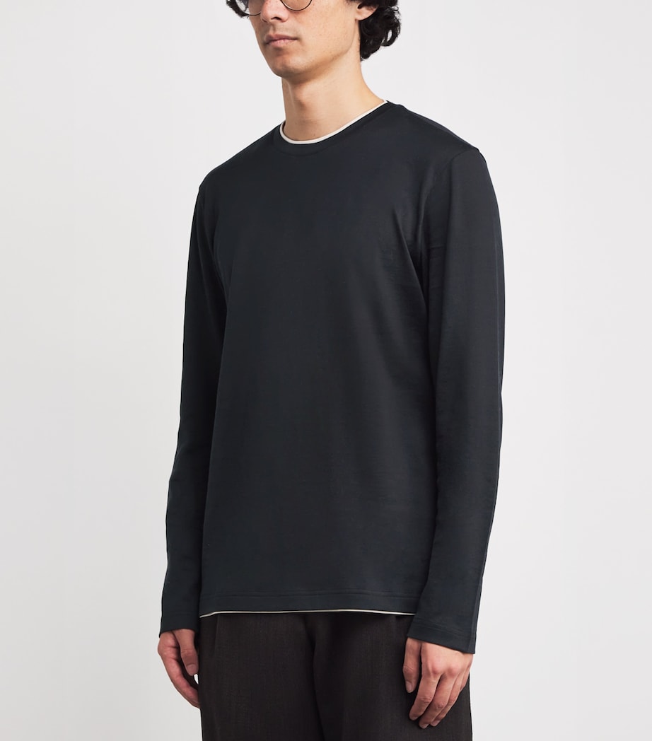 Cotton Long-Sleeve T-Shirt NERO E SABBIA Image 3