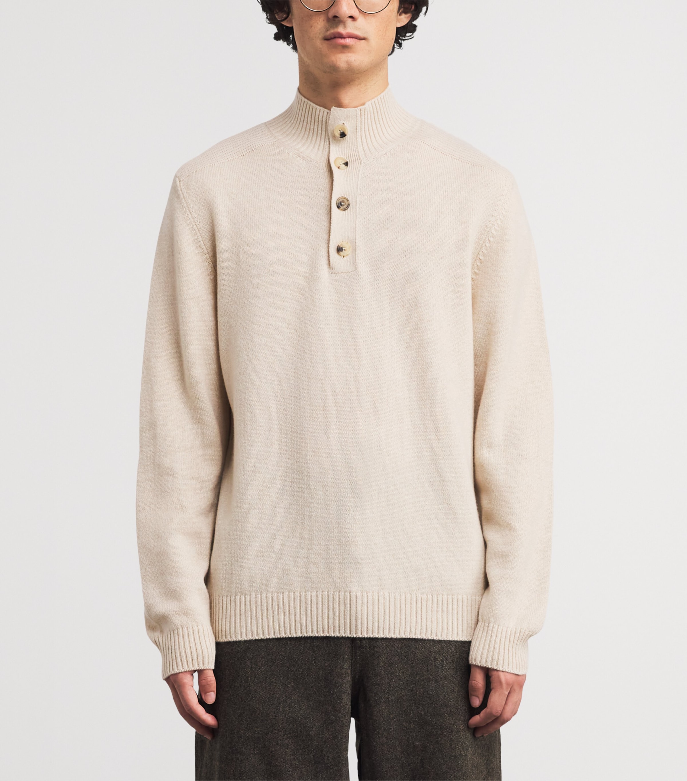 Cashmere Button-Down Sweater CANVAS Image 3