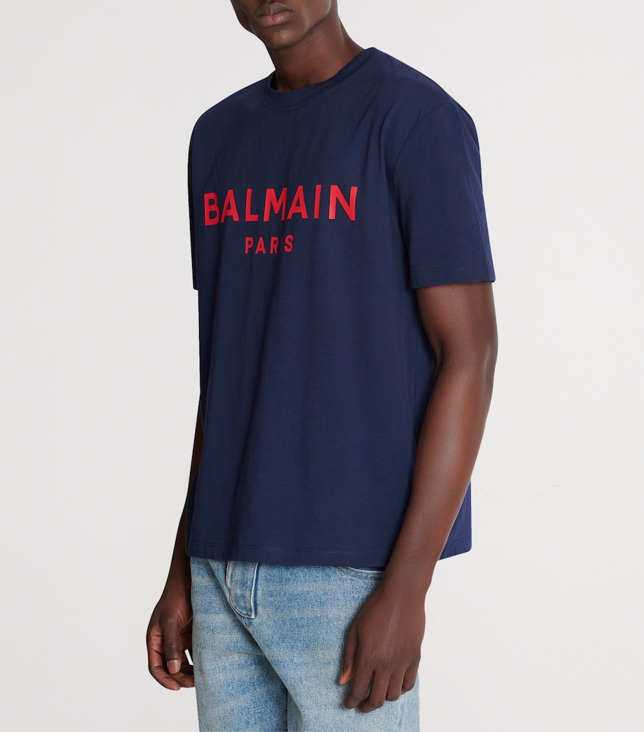 Cotton Logo Print T-Shirt SOA MARINE/ROUGE Image 5