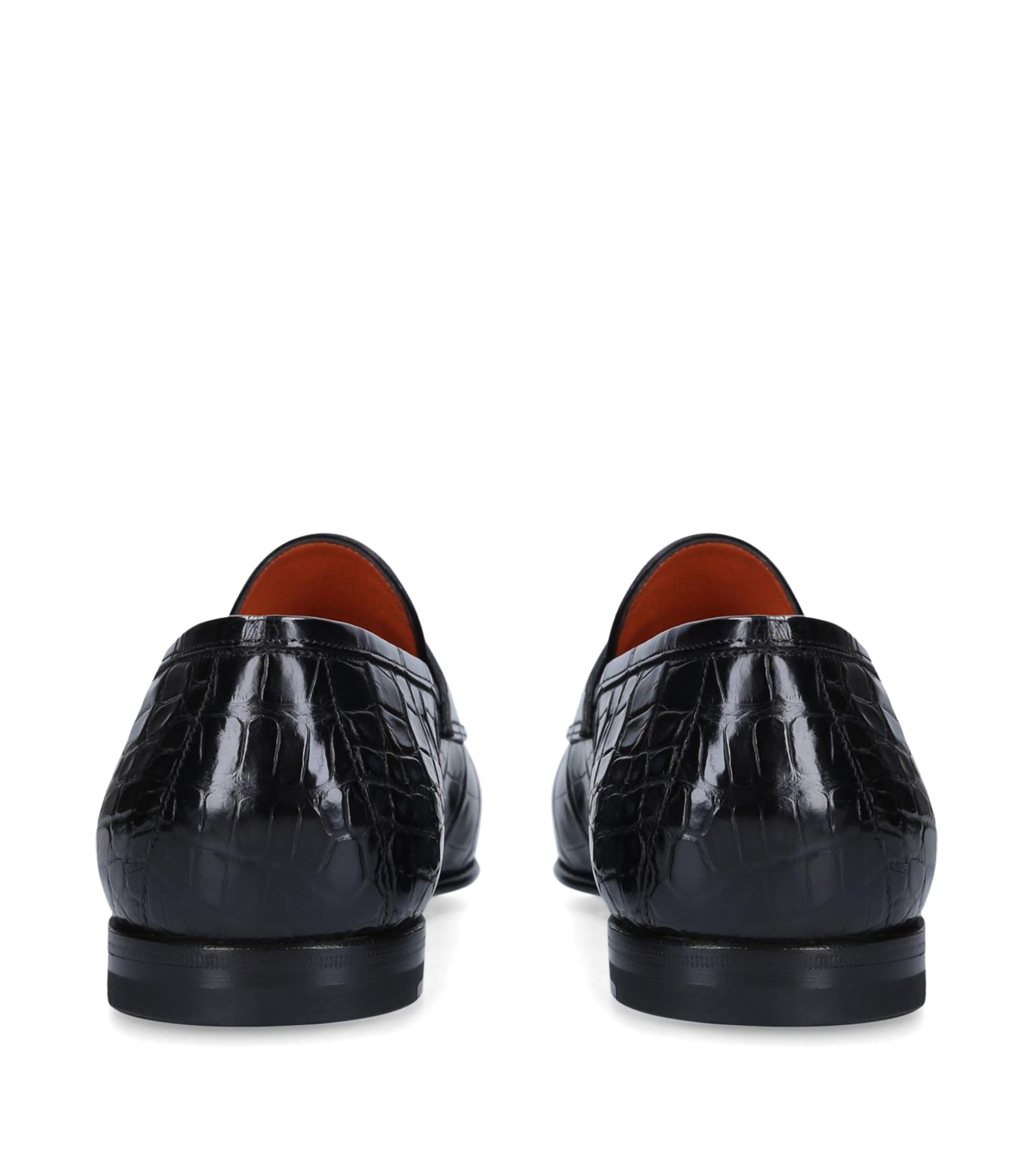 Crocodile Penny Loafers BLACK Image 2